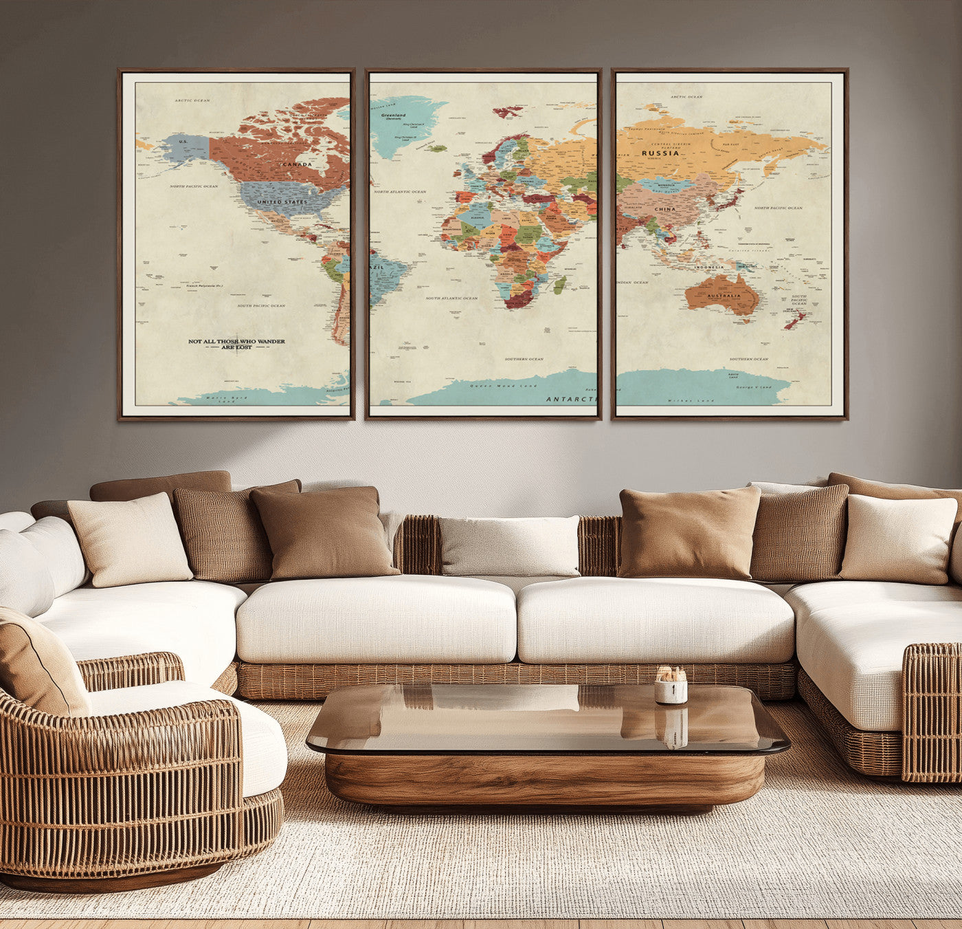 MGV-FC-60X30-3P - Push Pin World Map Canvas Print – Framed Wall Art for Couples to Track Their Travels – Anniversary