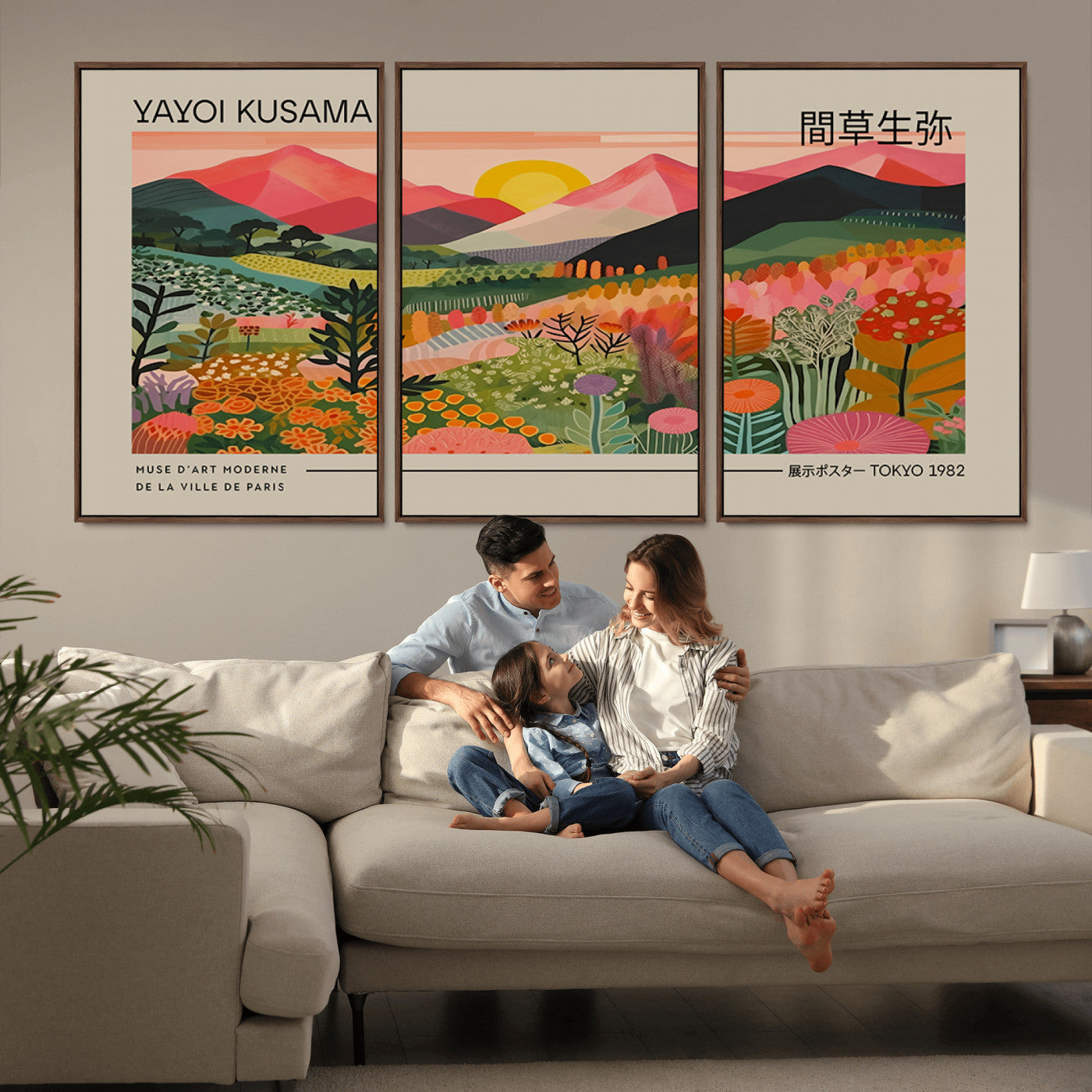 MGV-FC-60X30-3P - Yayoi Kusama 1986 Wall Art Print - Wabi Sabi Japanese Wall Art Print - Vibrant Abstract Landscape