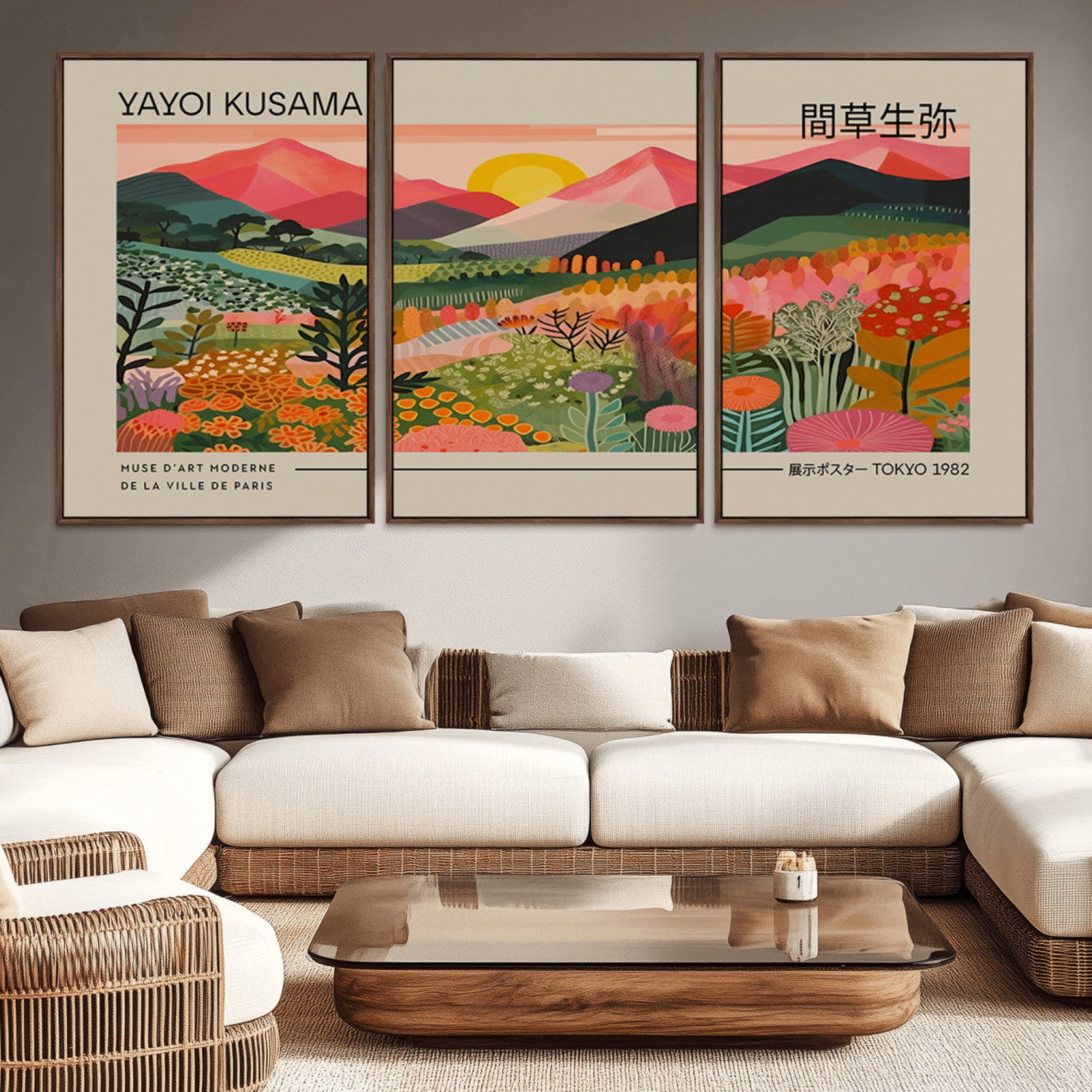 23753-MGV-CV-36X24-Yayoi Kusama 1986 Wall Art Print - Wabi Sabi Japanese Wall Art Print - Vibrant Abstract Landscape