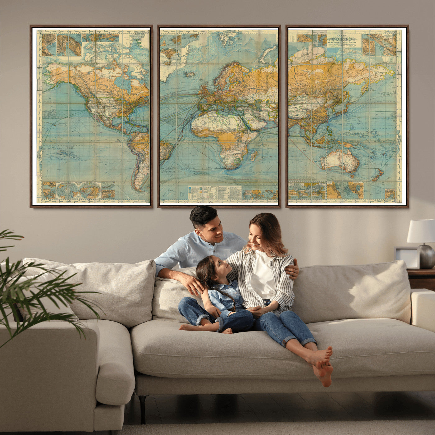 MGV-FC-60X30-3P - Push Pin World Map Canvas Print – Framed Wall Art for Couples to Track Their Travels – Anniversary