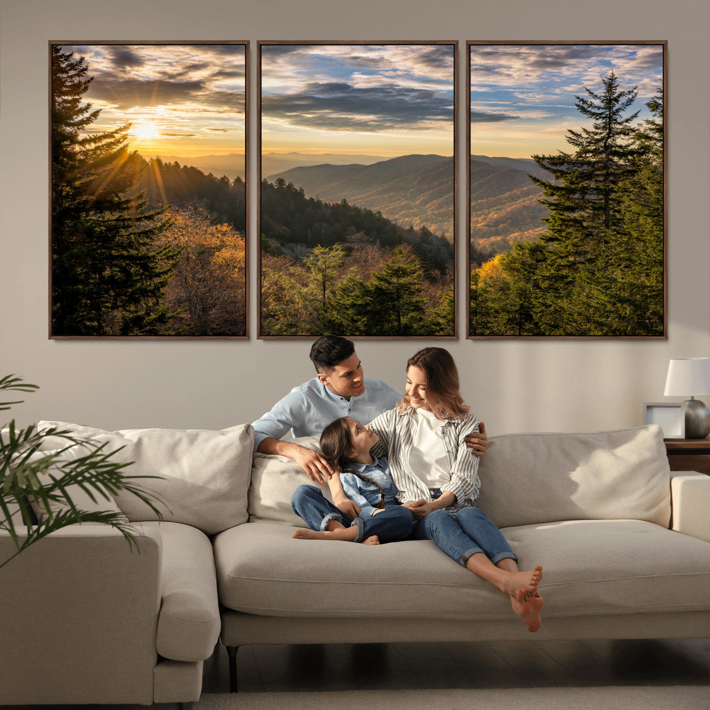 MGV-FC-60X30-3P - Sunrise Over the Smoky Mountains Canvas Wall Art – Breathtaking Scenic Landscape Photography in a