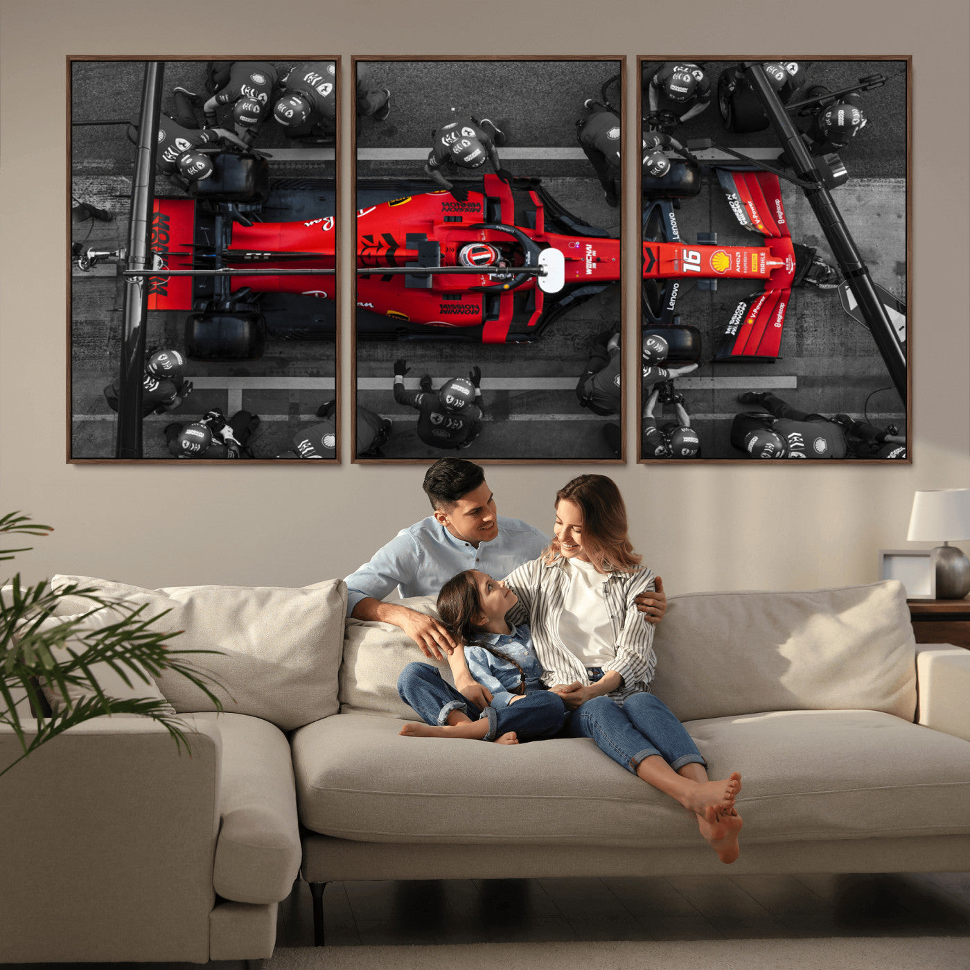 MGV-FC-60X30-3P - Ferrari Pit Stop Canvas Wall Art – Precision and Speed Captured in Bold Motorsport Imagery – Ready