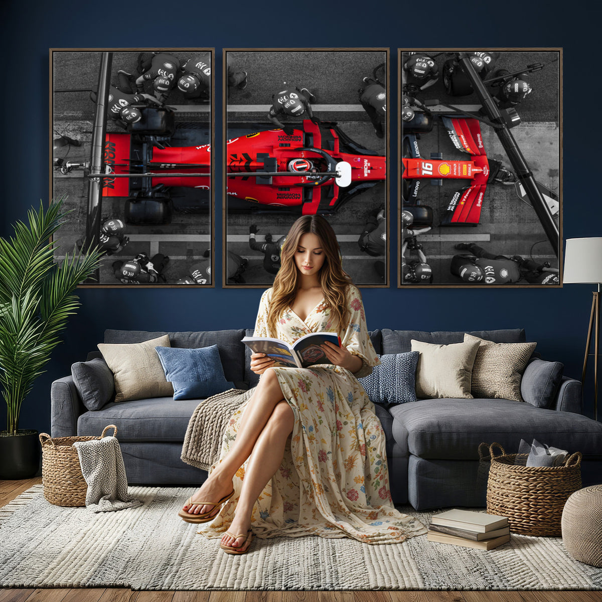 99356-MGV-CV-36X24 - Ferrari Pit Stop Canvas Wall Art | Precision and Speed