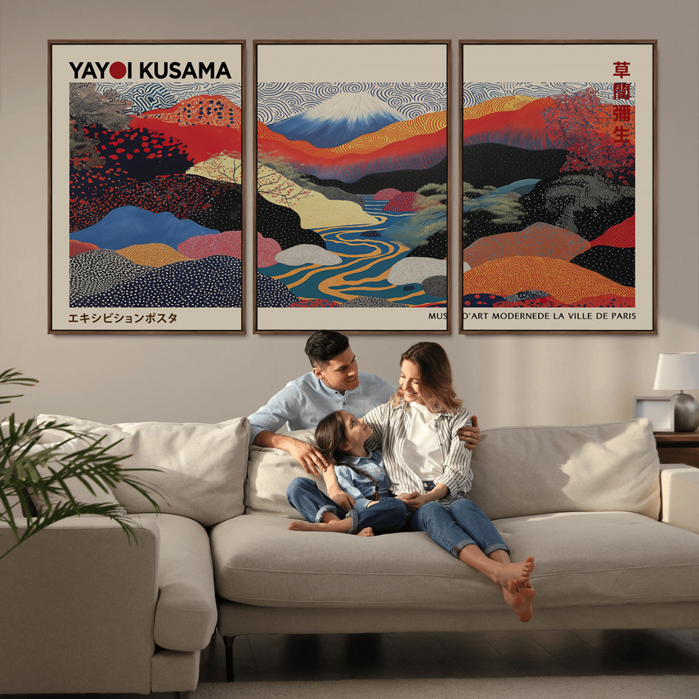 MGV-FC-60X30-3P - Yayoi Wall Art - Framed Yayoi Kusama 1986 Wall Art Print – Japanese Wall Art Print, Wabi Sabi Yayoi