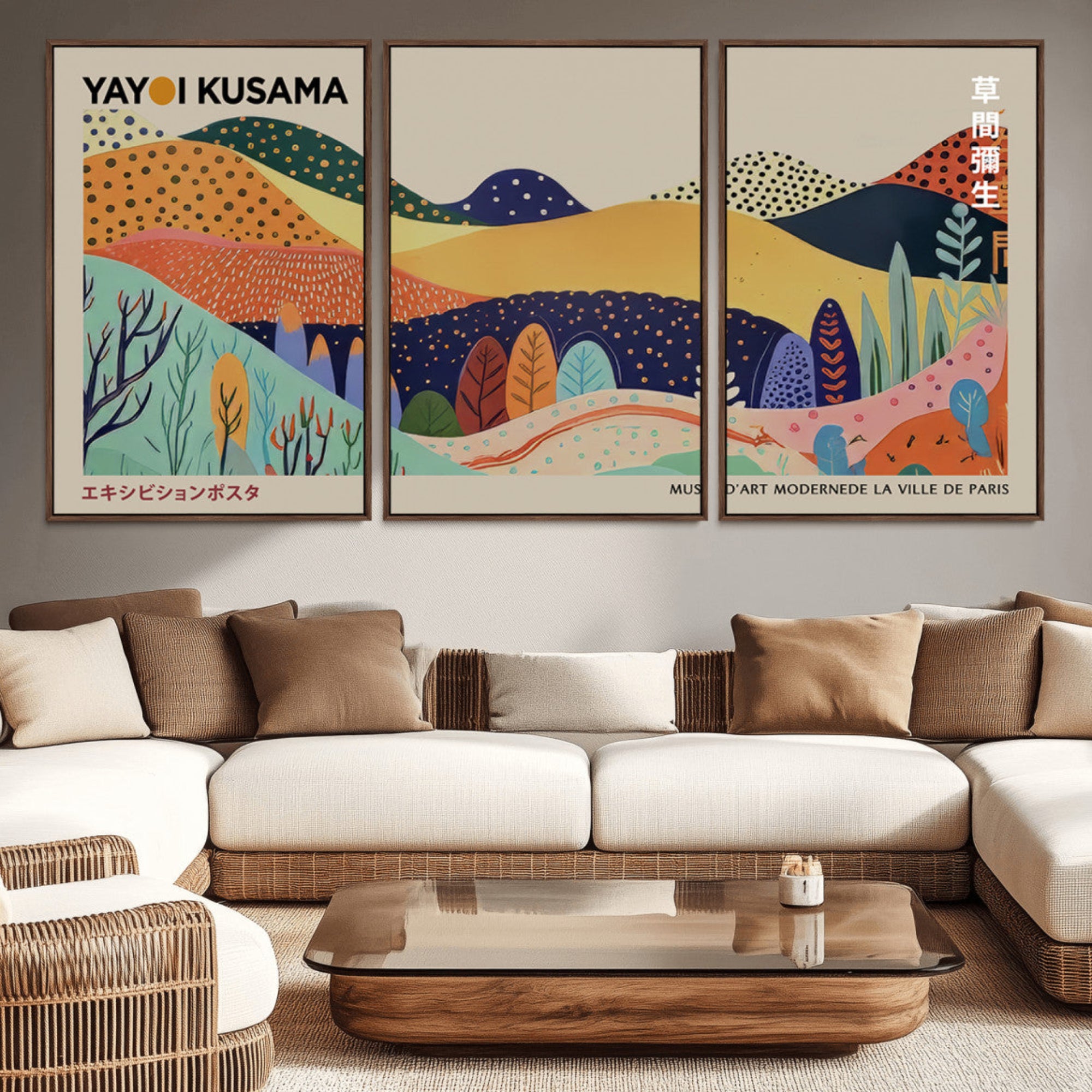 32653-MGV-CV-36X24-Framed Yayoi Kusama 1986 Wall Art Print – Japanese Wall Art Print, Wabi Sabi Yayoi Kusama Print -