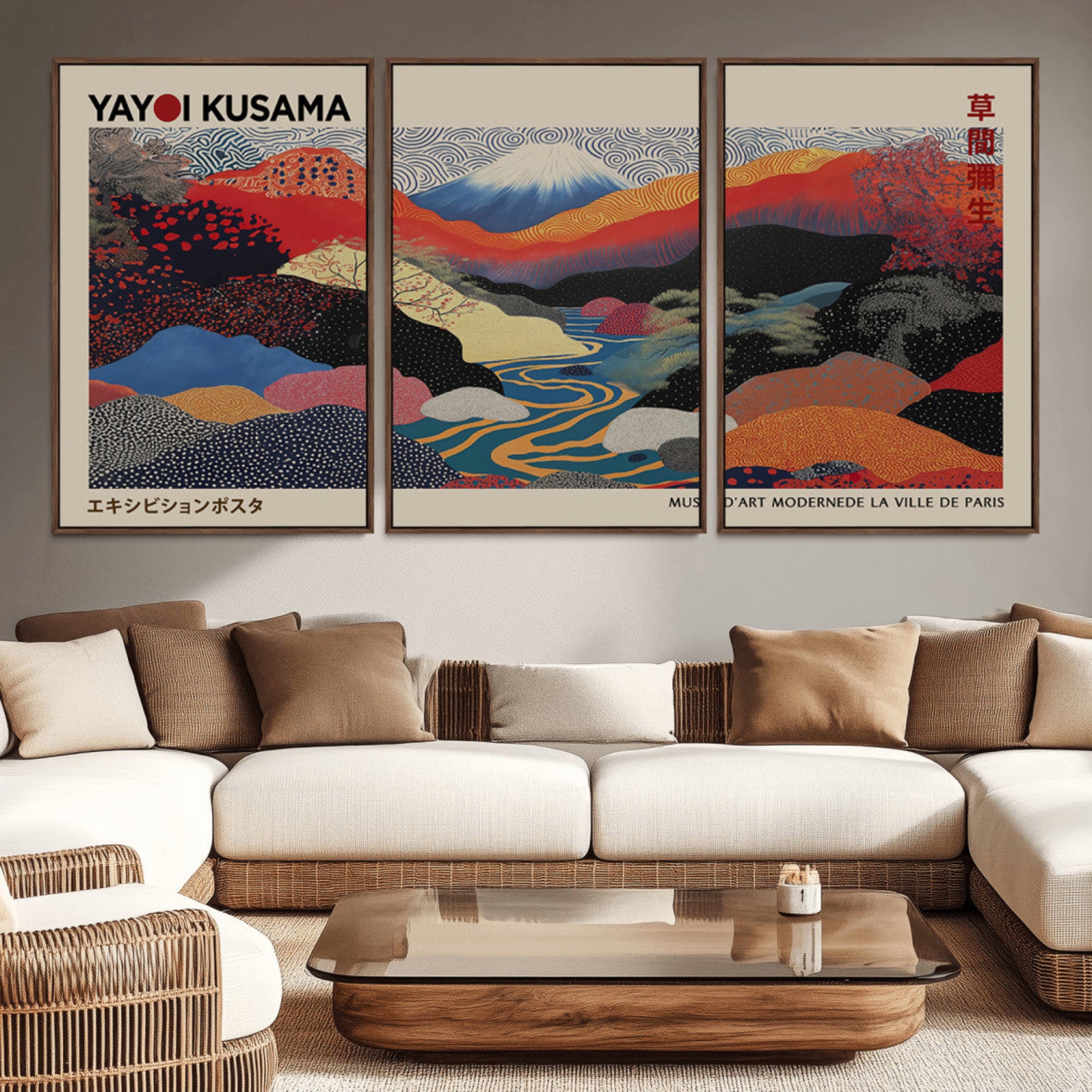 27188-MGV-CV-36X24-Framed Yayoi Kusama 1986 Wall Art Print – Japanese Wall Art Print, Wabi Sabi Yayoi Kusama Print -