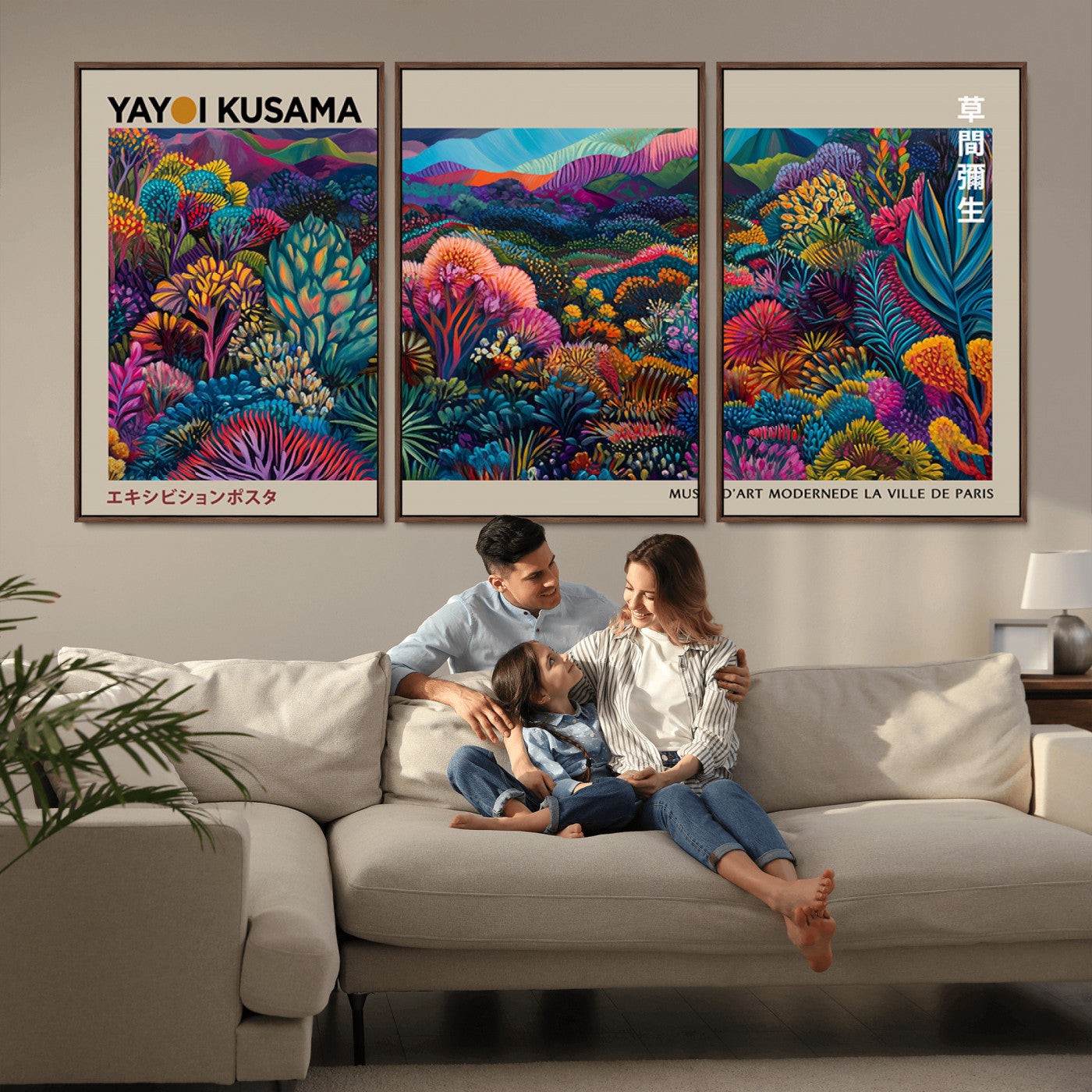 MGV-FC-60X30-3P - Framed Japanese 1986 Wall Art Print, Yayoi Kusama 1986 Wall Art Print – Japanese Wall Art Print,