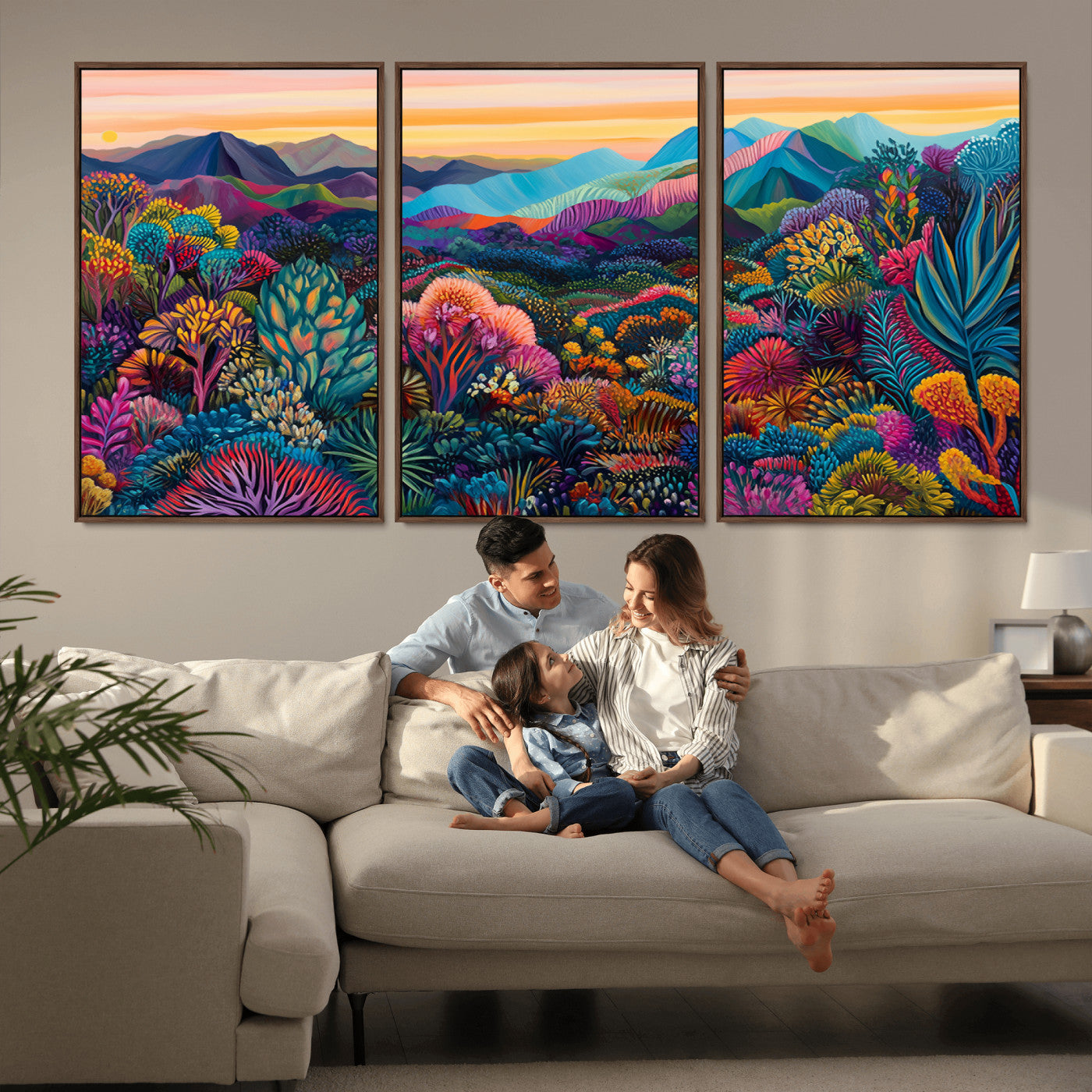 MGV-FC-60X30-3P - Colorful Abstract Landscape Wall Art Print Canvas - Vibrant Modern Decor for Living Room, Office, or