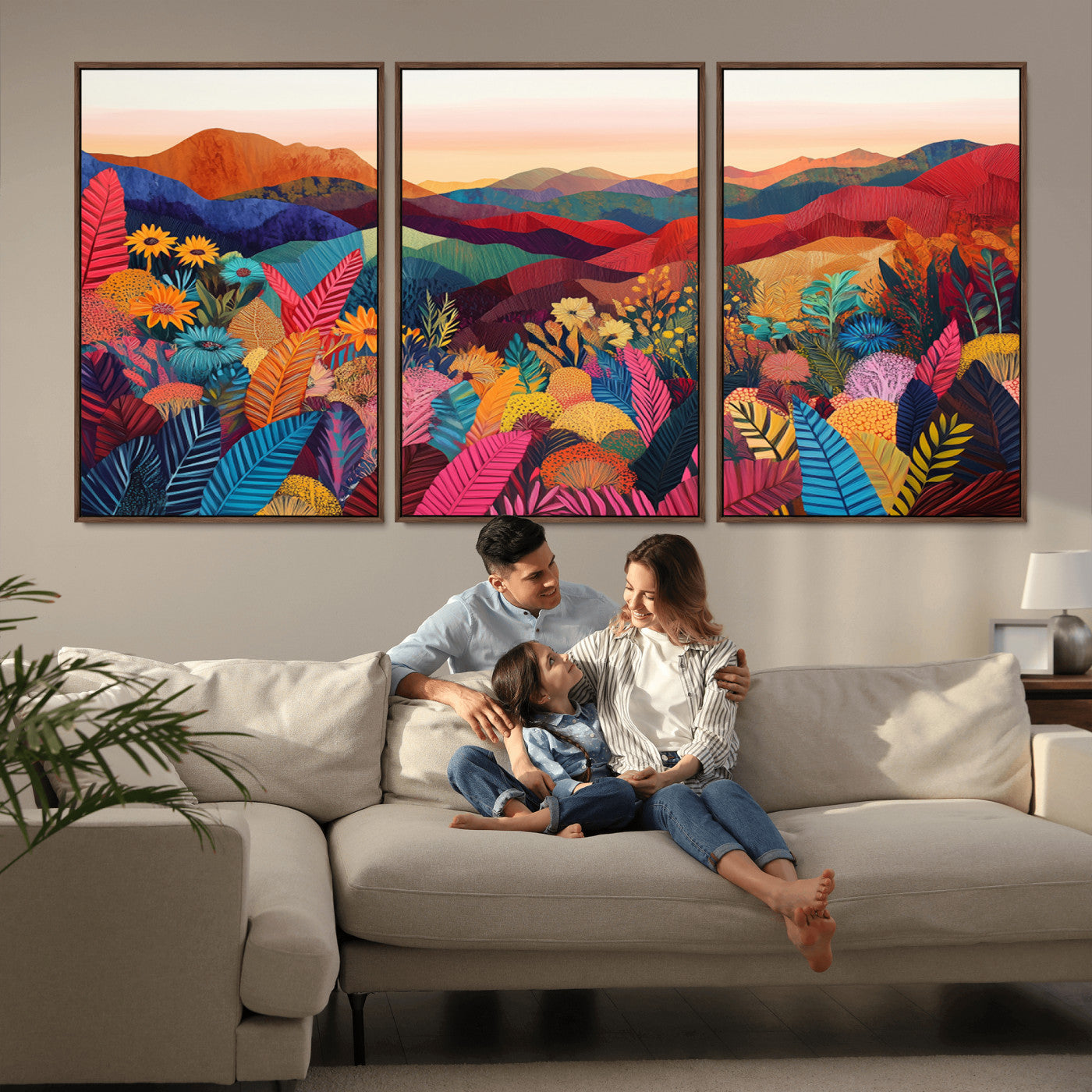 MGV-FC-60X30-3P - YAYOI KUSAMA Abstract Print - Landscape Canvas Wall Art Print - Vibrant Modern Decor for Living
