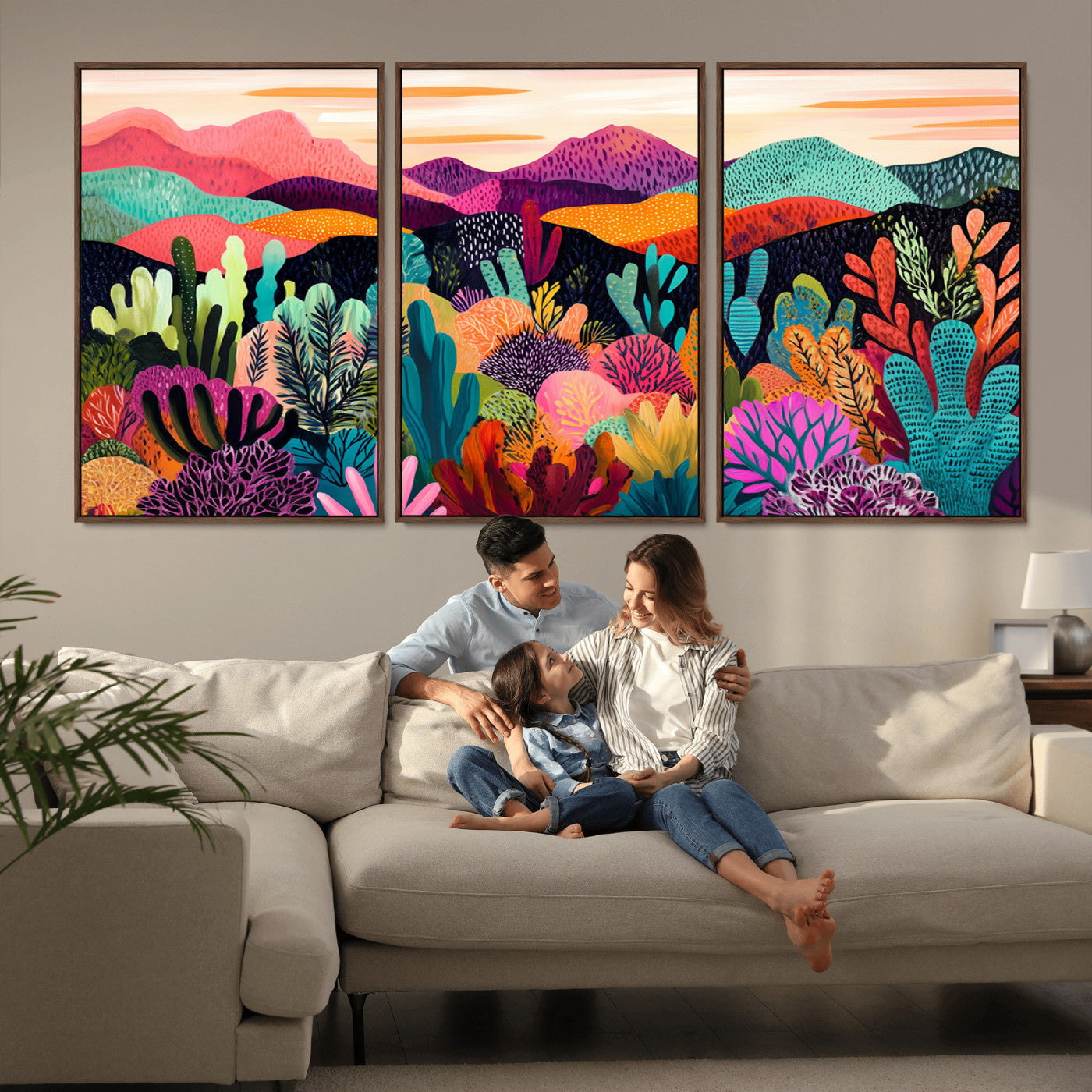 MGV-FC-60X30-3P - Abstract Kusama Print - Landscape Canvas Wall Art Print - Vibrant Modern Decor for Living Room,