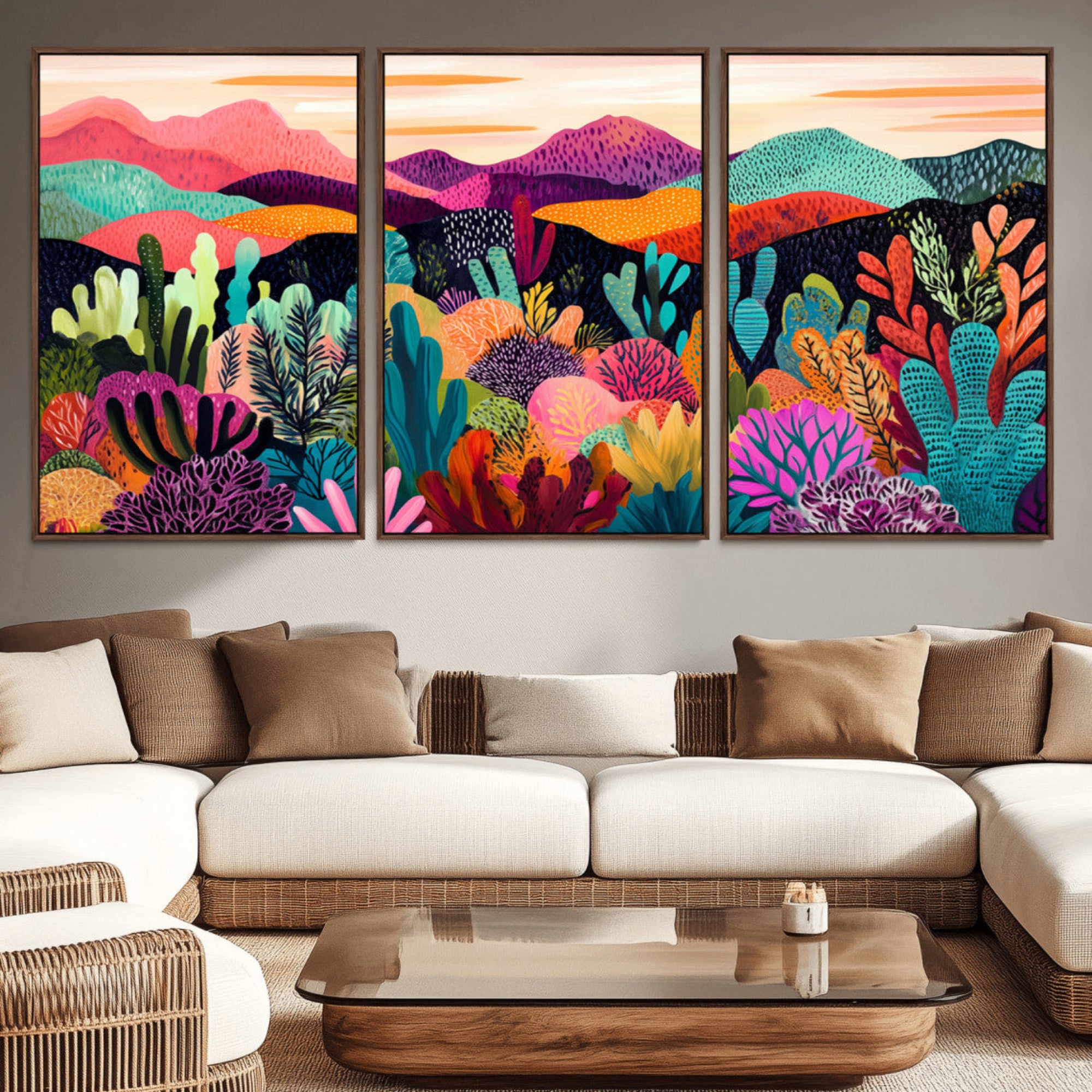 68438-MGV-CV-36X24-Abstract Kusama Print - Landscape Canvas Wall Art Print - Vibrant Modern Decor for Living Room,