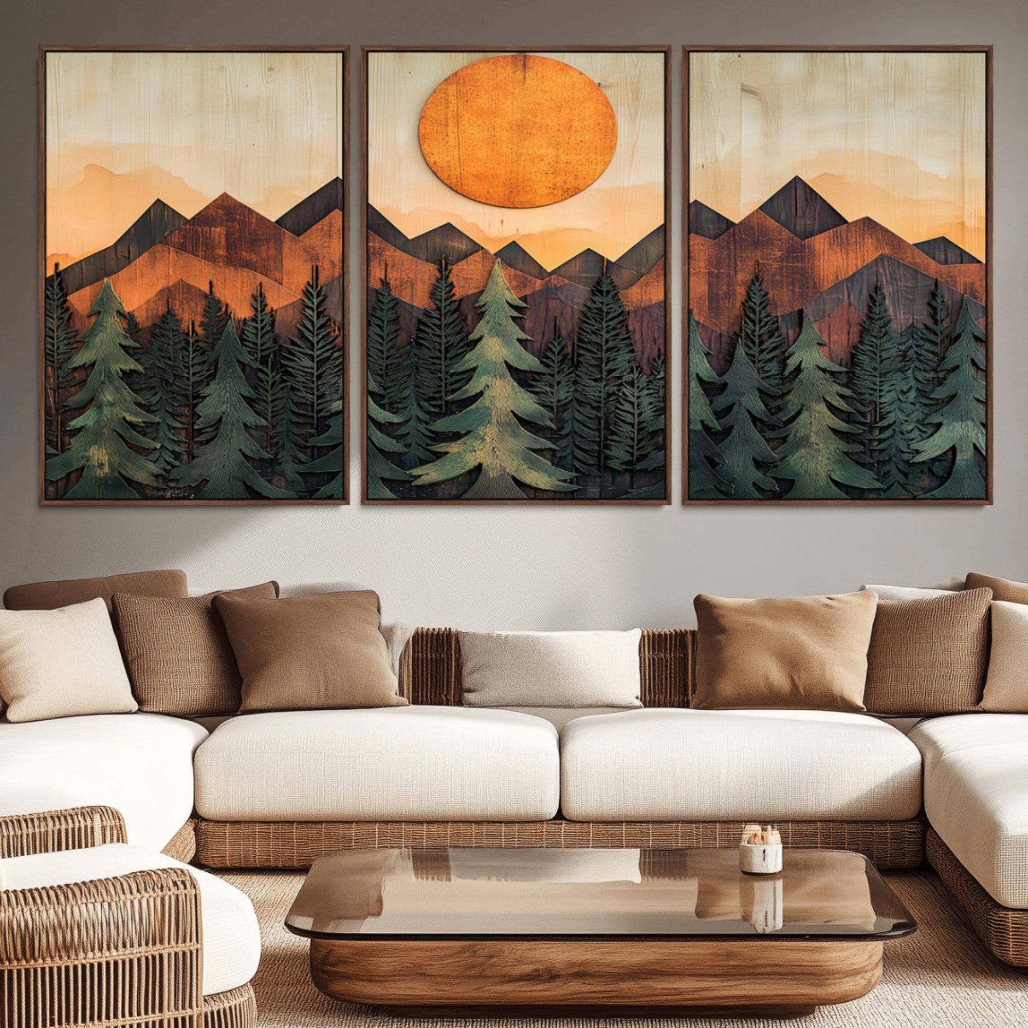 77739-MGV-CV-36X24-Sunset Mountain Landscape Canvas Wall Art Print - Nature Decor for Living Room, Office