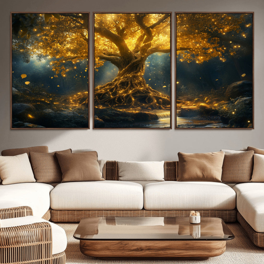 Golden Tree of Life Canvas Wall Art Print