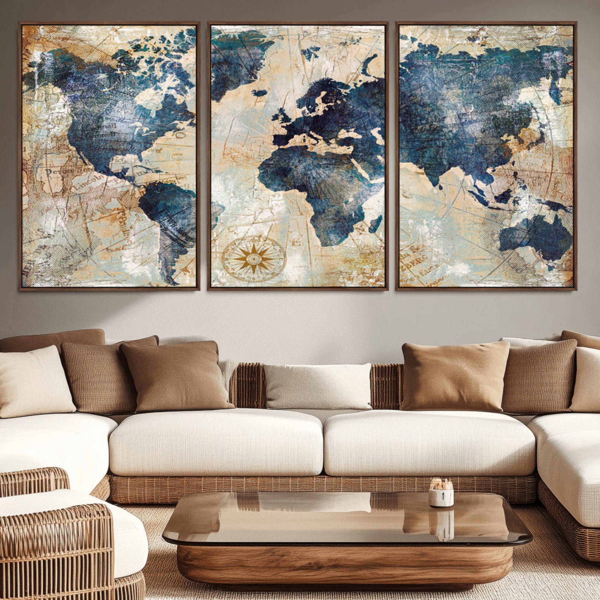 84561-MGV-CV-36X24-Push Pin World Map Canvas Print – Framed Wall Art for Couples, Travel Tracker Map, Anniversary Gift for Home Decor