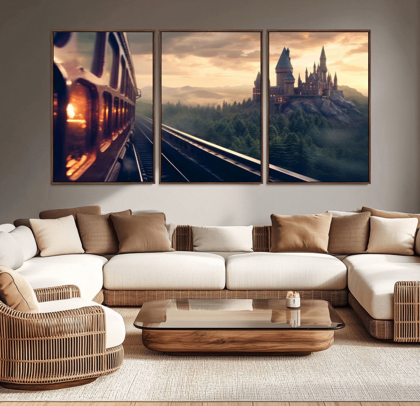 MGV-FC-60X30-3P - Harry Castle Wall Art Canvas Print, Wizard School Wall Art Print, Movie Wall Art Print