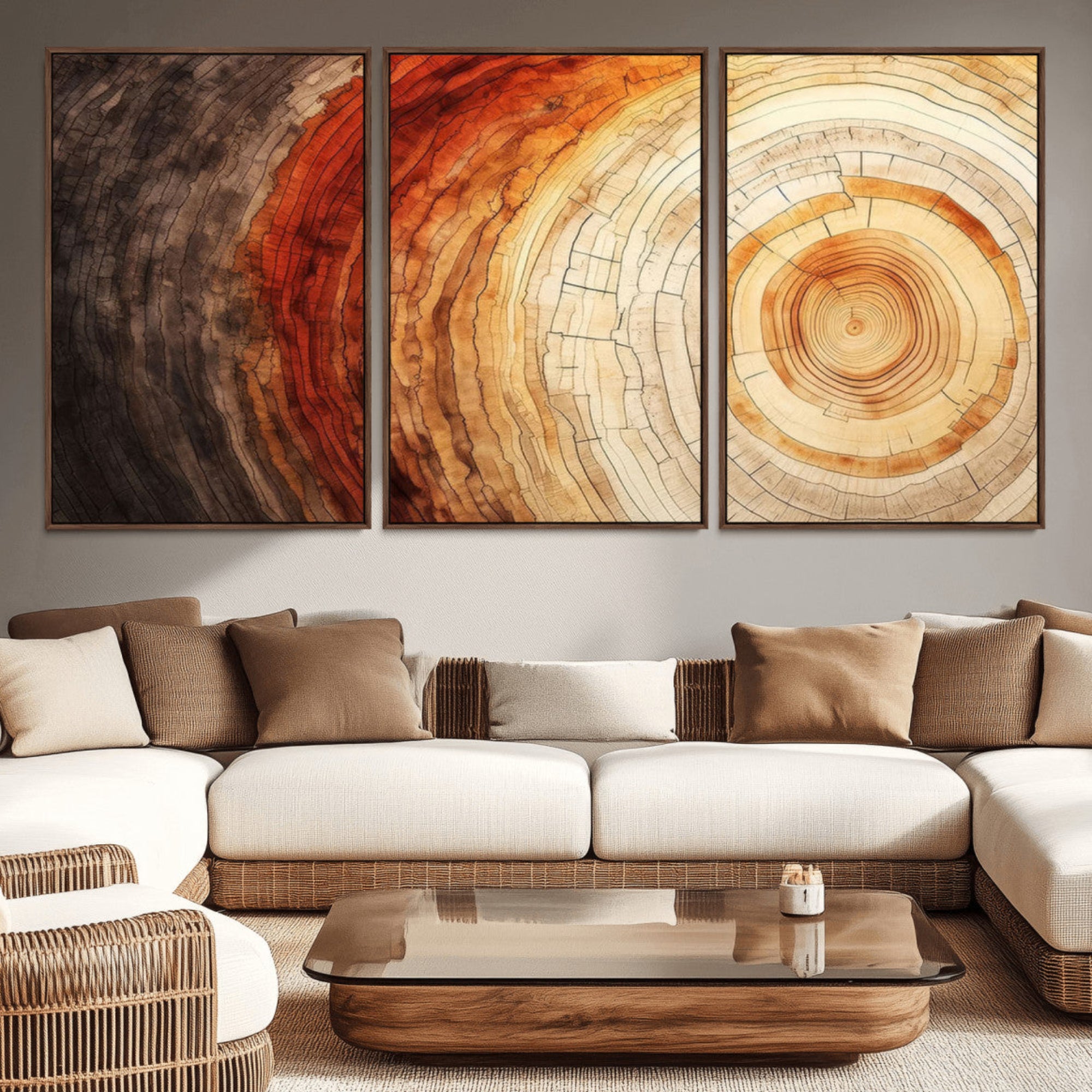 57529-MGV-CV-36X24-Tree Ring Print on Canvas Wall Art, Tree Stump Print, Wood Wall Art Living Room, Abstract Natural