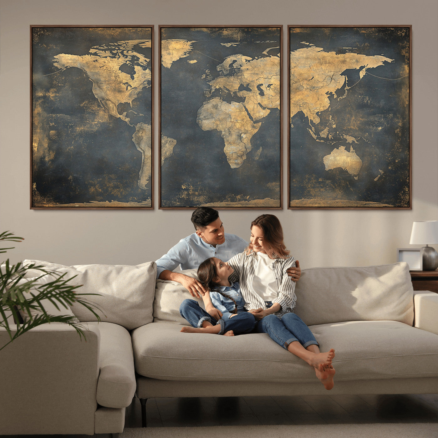 MGV-FC-60X30-3P - Push Pin World Map Canvas Print – Framed Wall Art for Couples to Track Their Travels – Anniversary