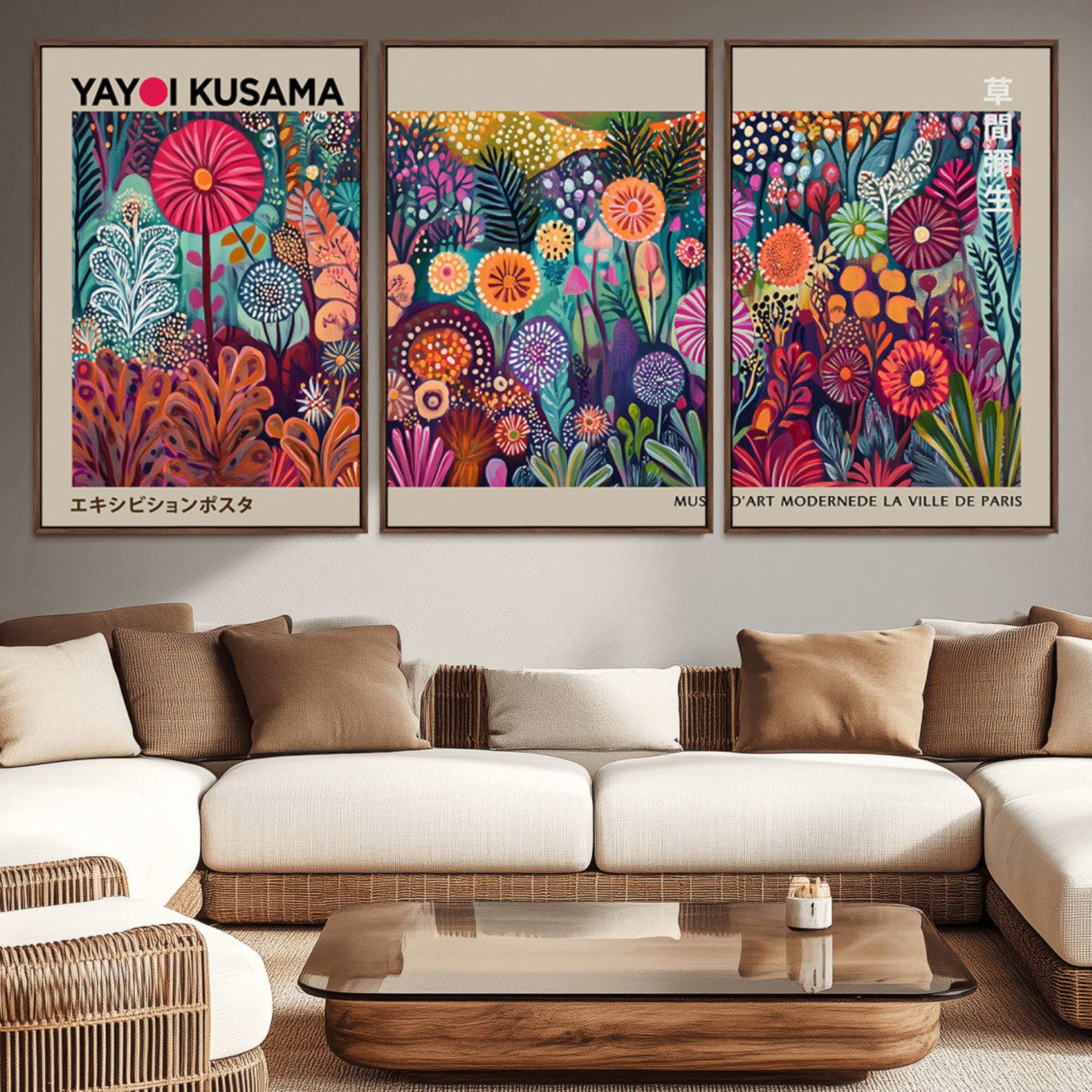 63822-MGV-CV-36X24-Yayoi Kusama Wall Art Canvas Print, Abstract Art, Large Yayoi Kusama Framed Wall Art Print, Japanese
