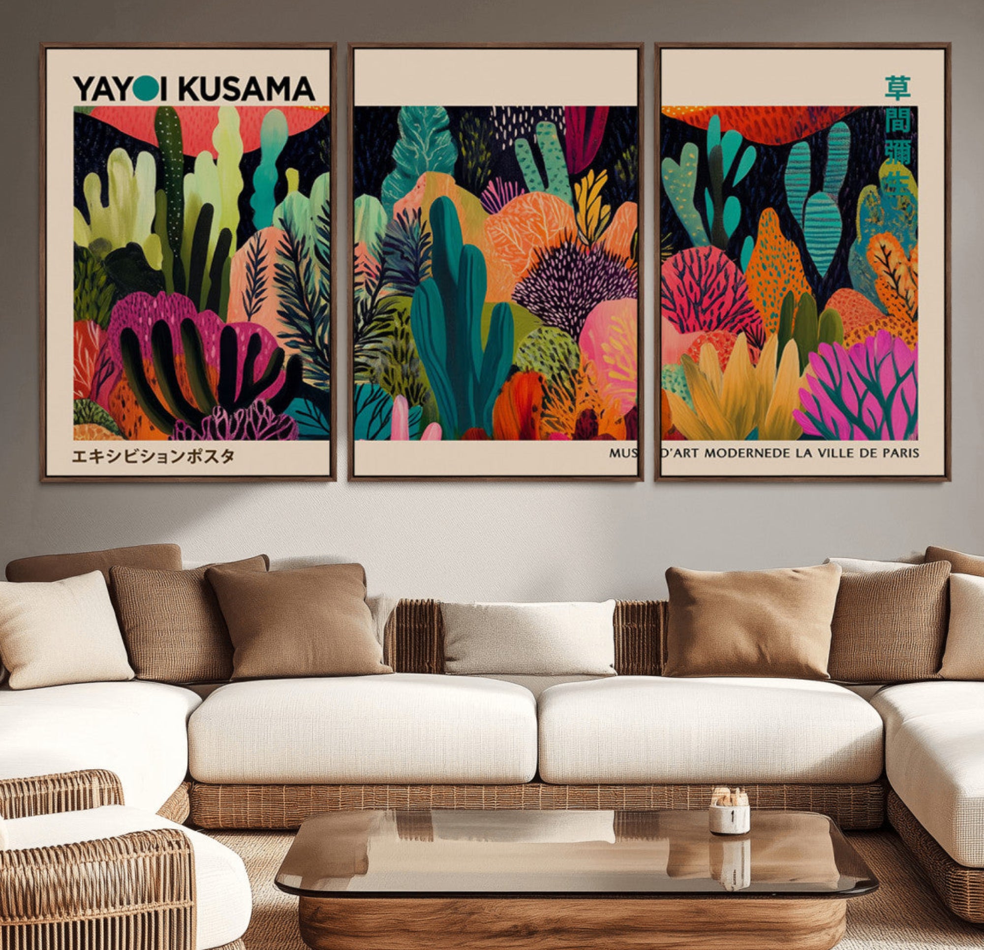 45711-MGV-CV-36X24-Yayoi Kusama Wall Art Canvas Print, Abstract Art, Large Yayoi Kusama Framed Canvas Print, Japanese