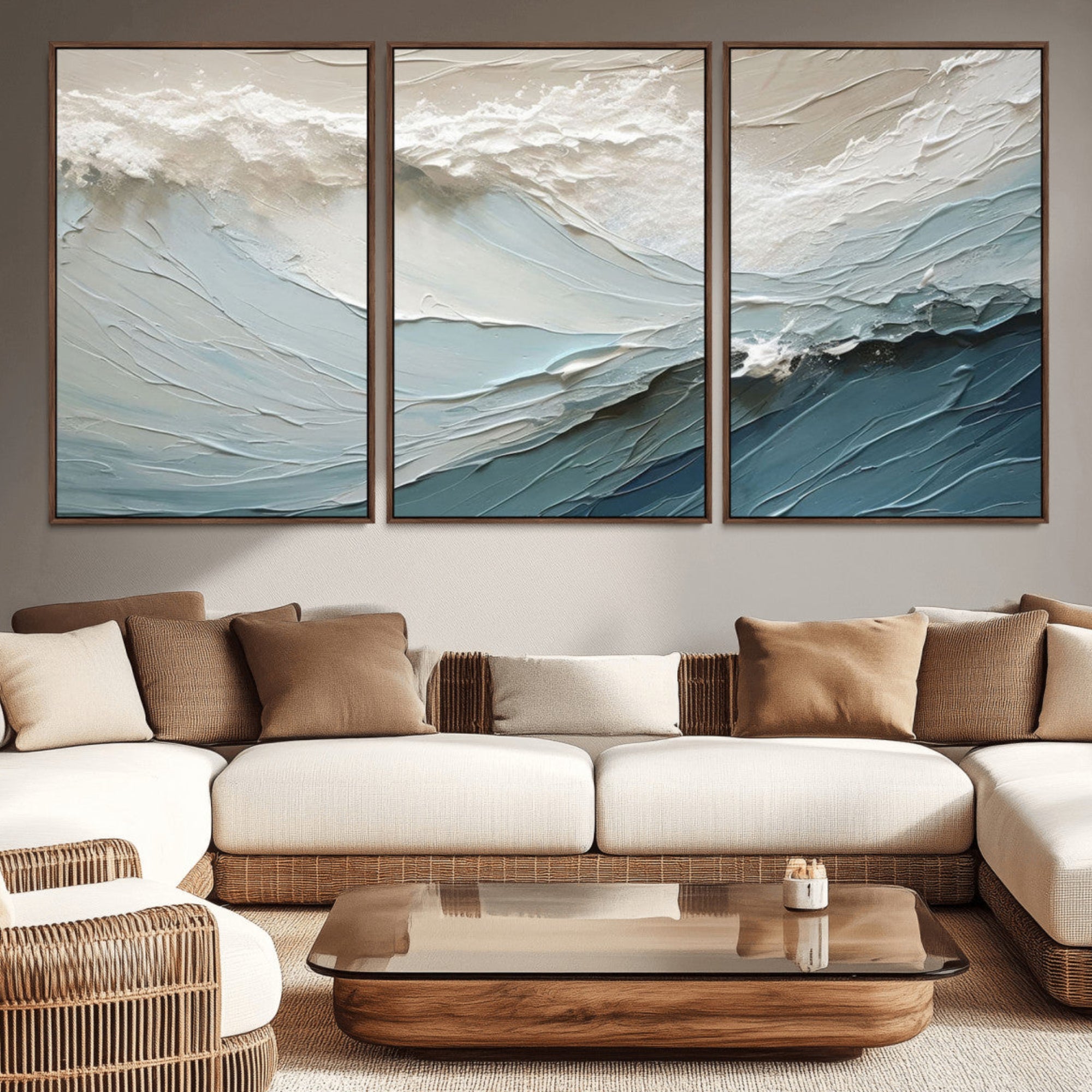 36946-MGV-CV-36X24-Waves Abstract Wall Art Print, Modern Framed Abstract Canvas Print, Abstract Painting for Living