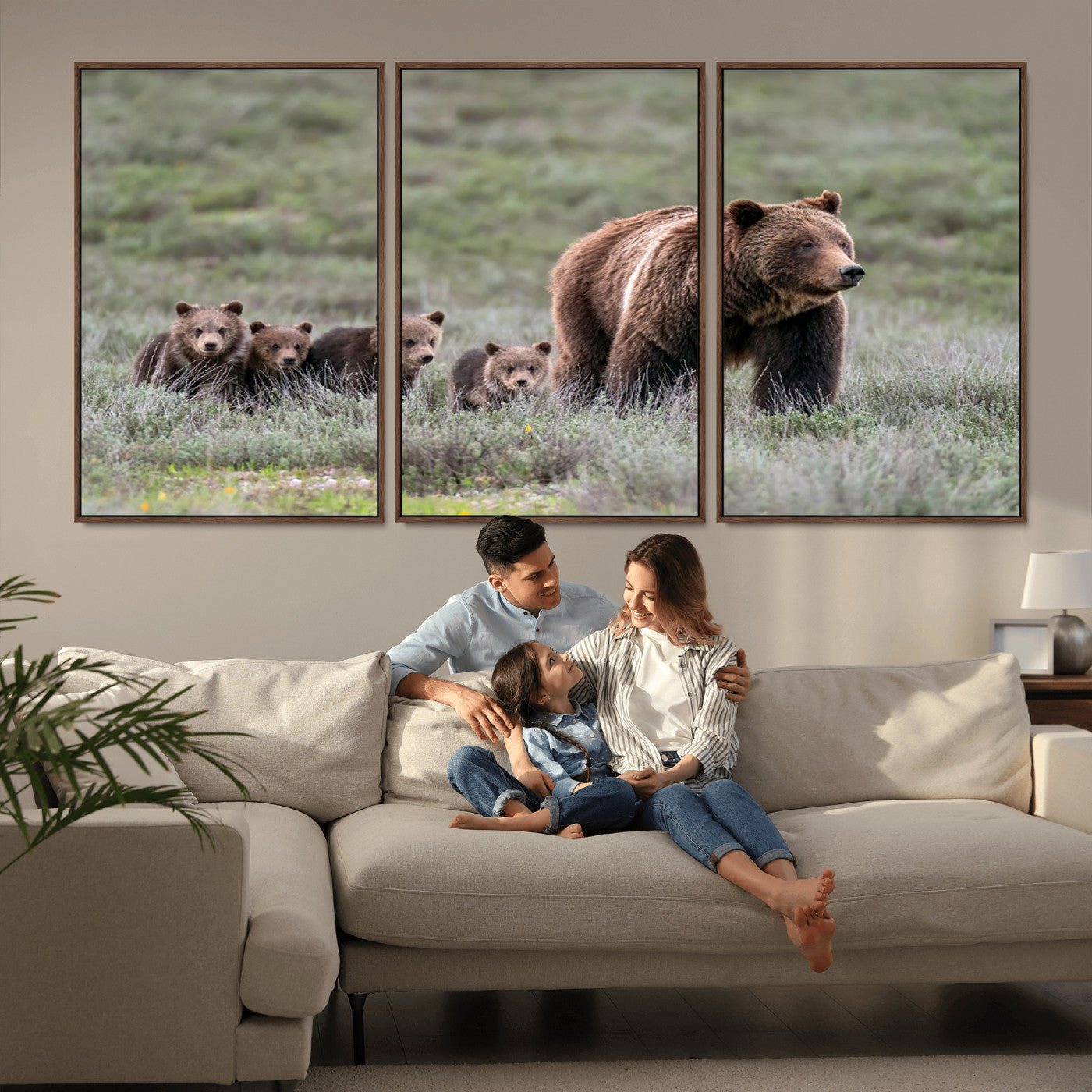 MGV-FC-60X30-3P - Wildlife Photography of 399 Grizzly Bear Cubs | Queen of the Tetons Canvas Wall Art Print
