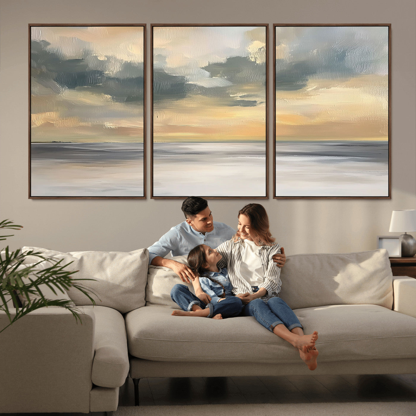 MGV-FC-60X30-3P - Modern Coastal Artwork with Vibrant Abstract Ocean Waves Wall Art Canvas Print for Contemporary