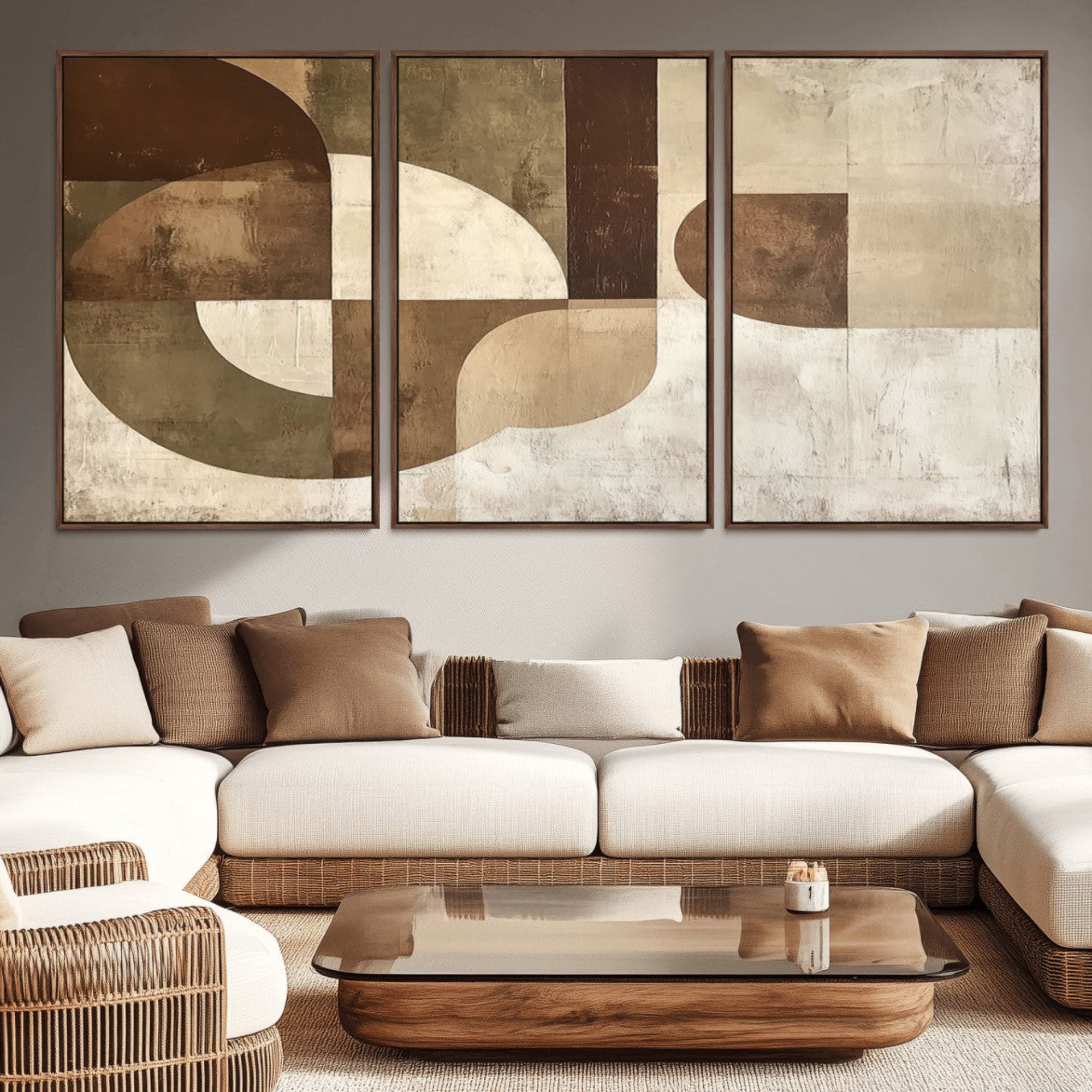 59767-MGV-CV-36X24-Wabi Sabi Geometric Wall Art | Abstract Modern Minimalist Canvas Print with Neutral Mid Century Art