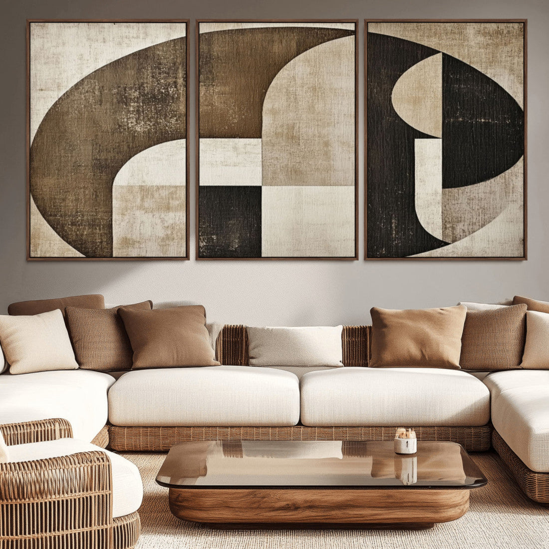 Wabi Sabi Abstract Wall Art, Geometric Modern Minimalist Decor