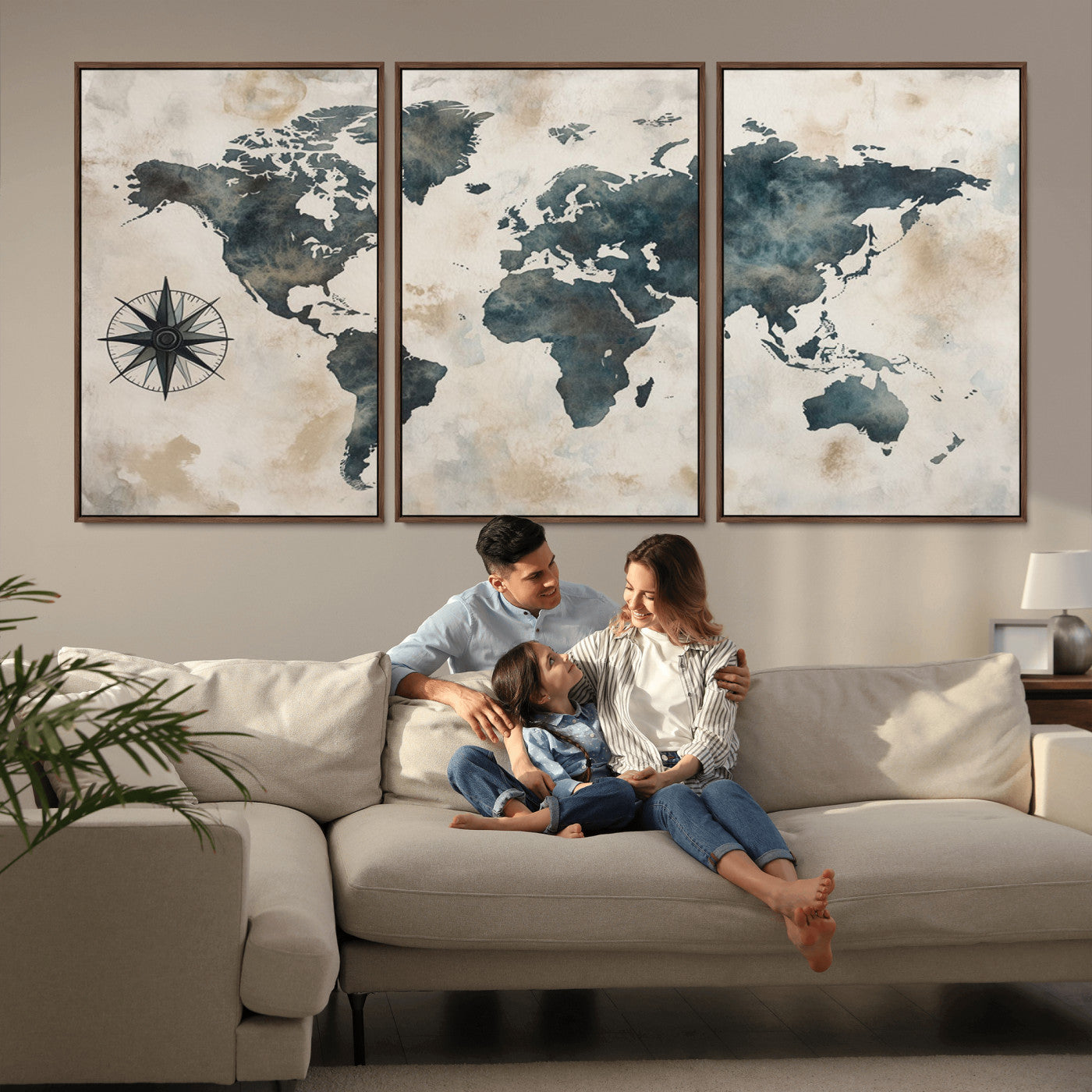 MGV-FC-60X30-3P - Push Pin World Map Canvas Print – Framed Wall Art for Couples to Track Their Travels – Anniversary