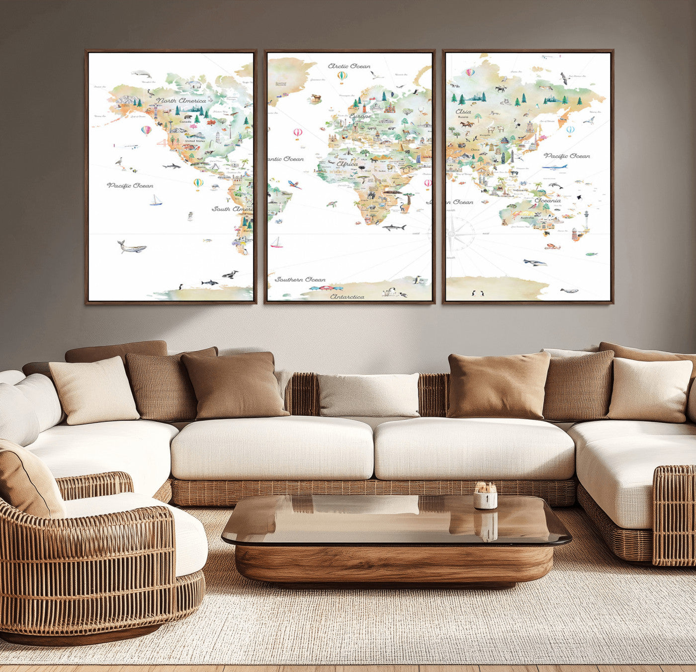 MGV-FC-60X30-3P - Push Pin World Map Canvas Print – Framed Wall Art for Couples to Track Their Travels – Anniversary