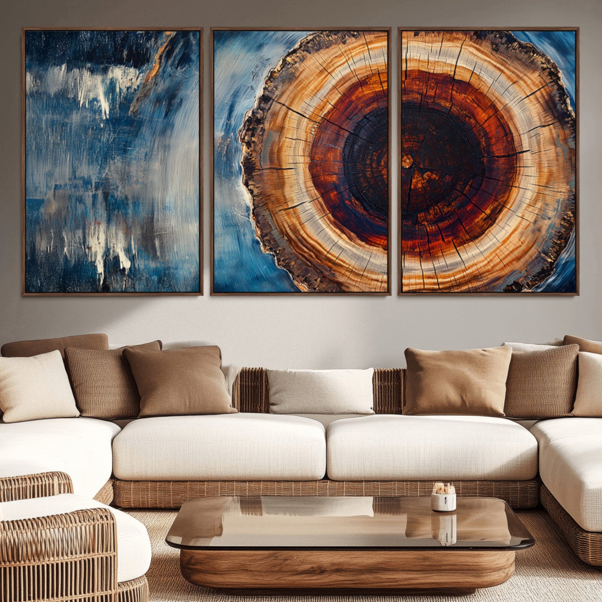 48045-MGV-CV-36X24-Abstract Tree Rings Wall Art Canvas Print - Wood Grain Rings Canvas Print - Nature Woodland Wall