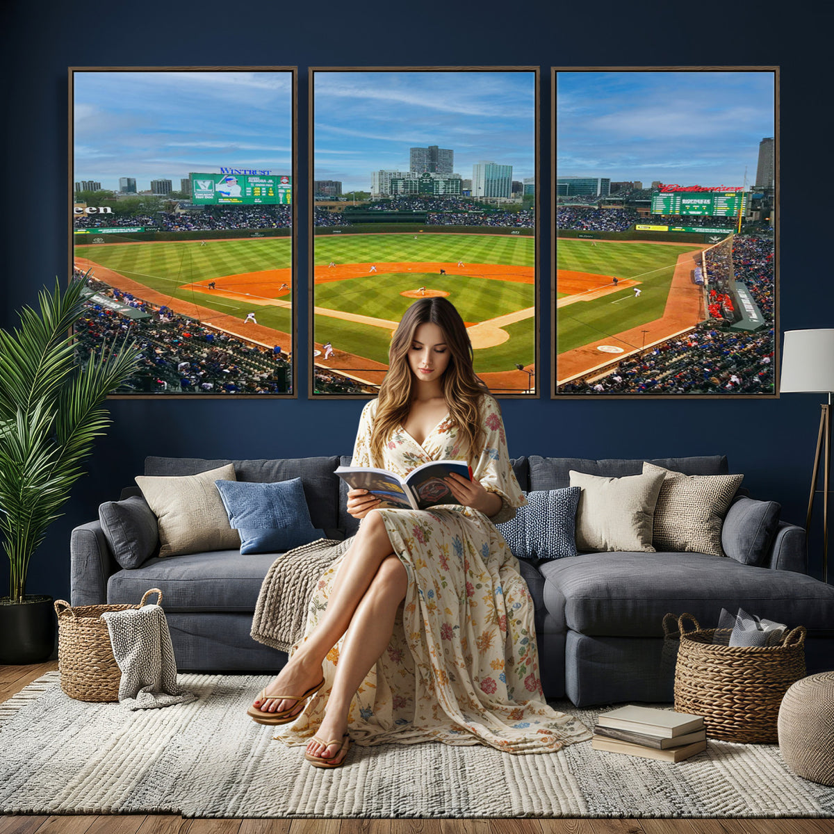 86839-MGV-CV-36X24 - Wrigley Field Chicago Cubs Panoramic Canvas Print