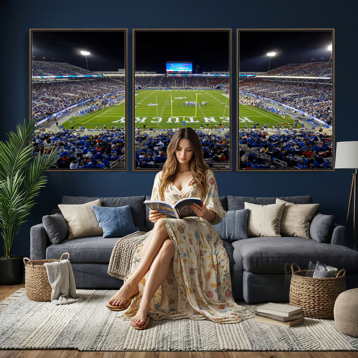 14304-MGV-CV-36X24 - Kroger Field Canvas Wall Art, Kentucky Stadium Wall Art, Framed and Ready to Hang