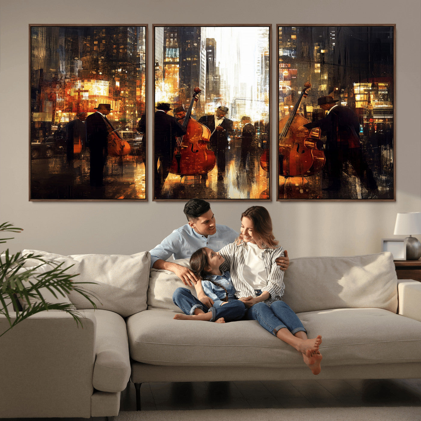 MGV-FC-60X30-3P - Abstract Jazz Art Wall Art Canvas Print - Framed Abstract Music Canvas - Colorful Instrument Poster