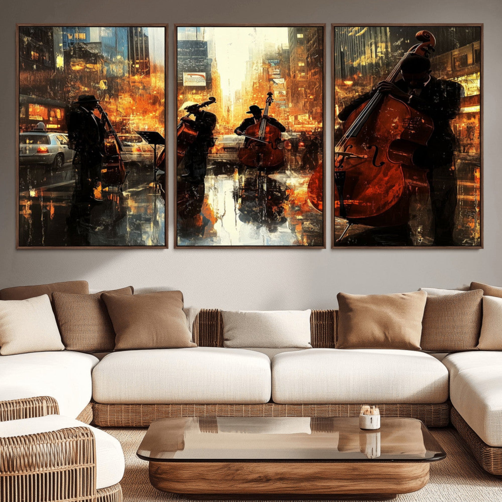 22398-MGV-CV-36X24-African American Abstract Jazz Wall Art - Framed Abstract Music Canvas - Colorful Instrument Canvsa