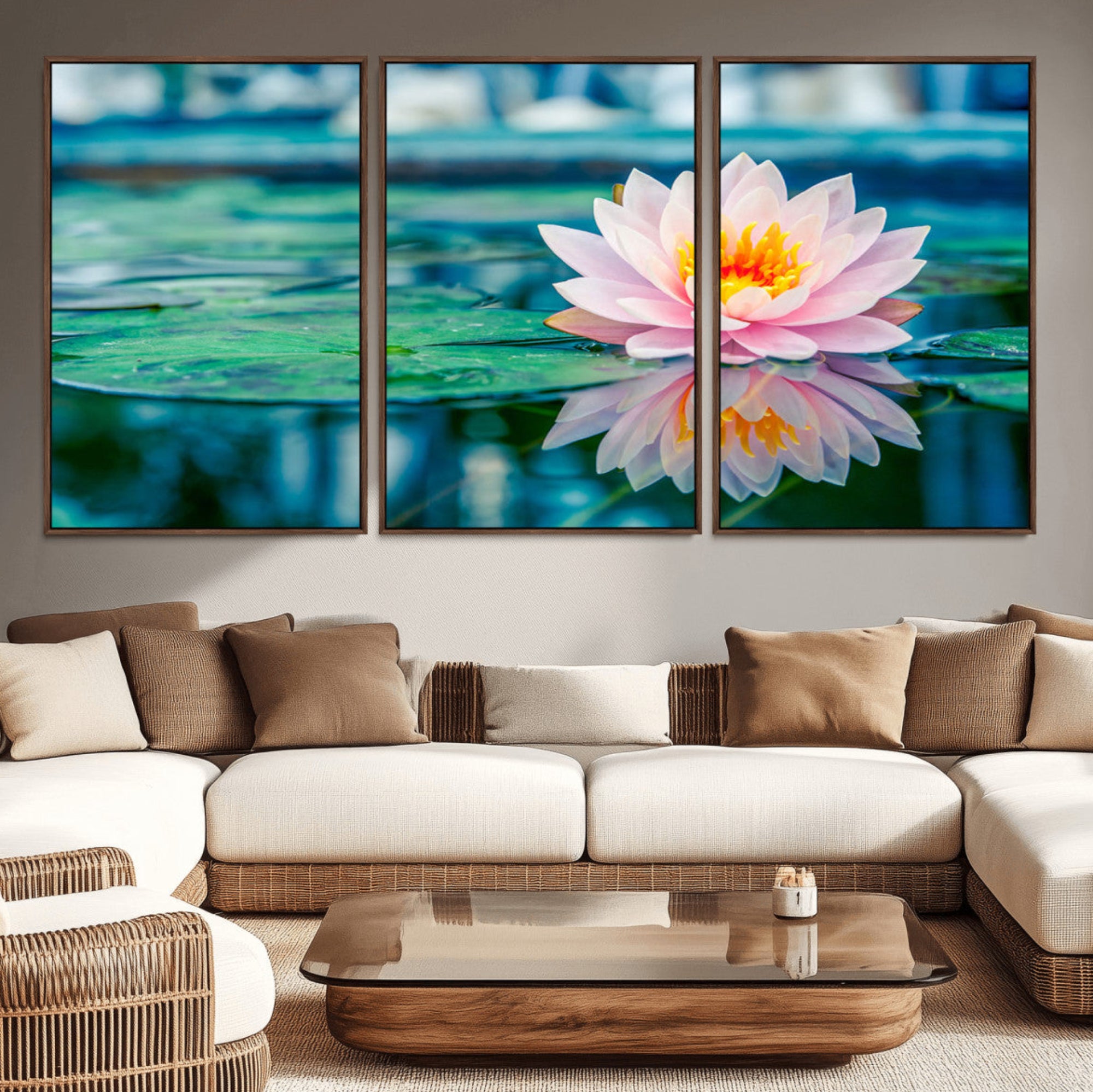 30320-MGV-CV-36X24-Lotus Flower Wall Art Canvas Print, Water Lily Large Wall Art Canvas Print for Yoga Room Decor,