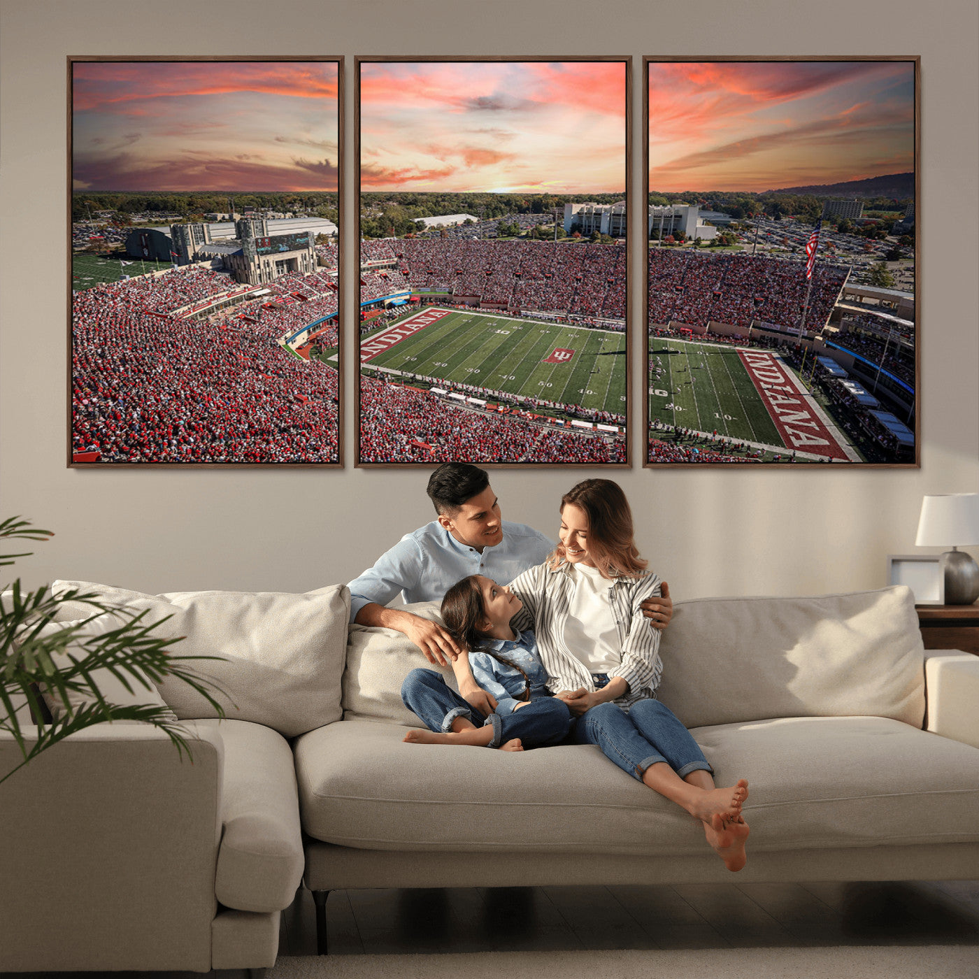 MGV-FC-60X30-3P - Indiana Memorial Stadium Wall Art Canvas Print, Framed Studium Canvas Art, Indiana Memorial Stadium