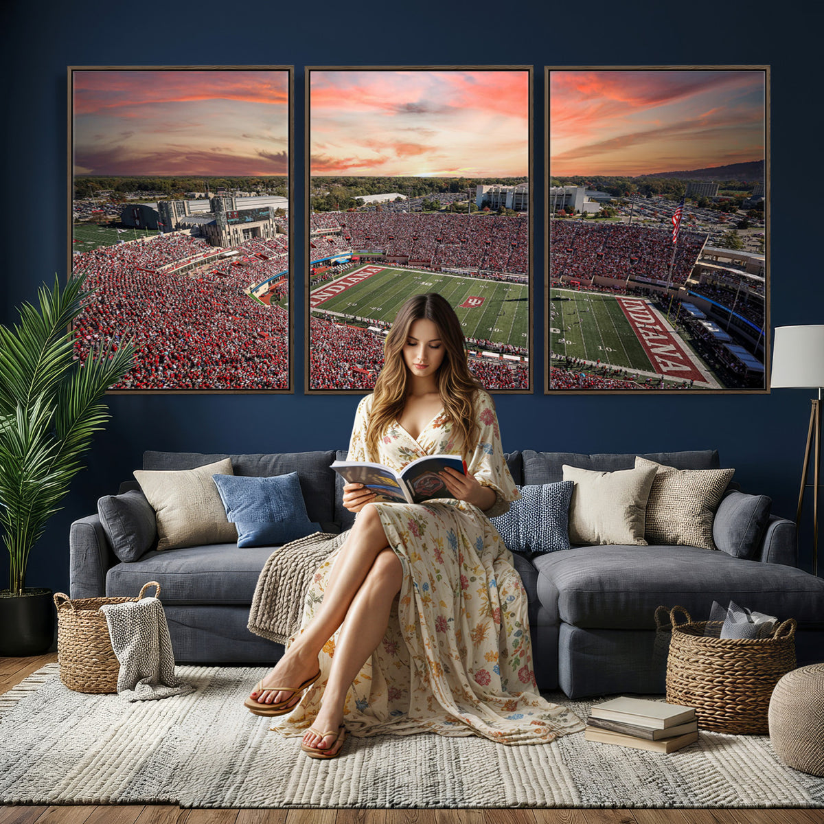 51135-MGV-CV-36X24 - Indiana Memorial Stadium Wall Art Canvas Print