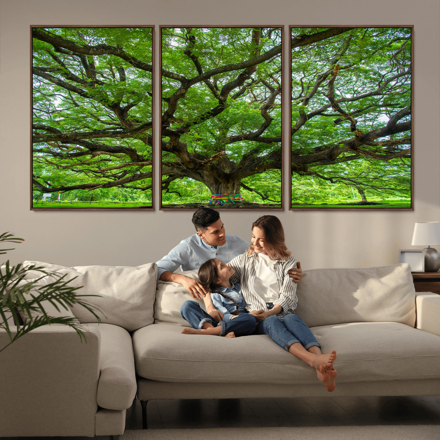 MGV-FC-60X30-3P - Oak Tree Wall Art Print, Forest Canvas Wall Art for Home and Office, Framed Angel Oak Tree Canvas