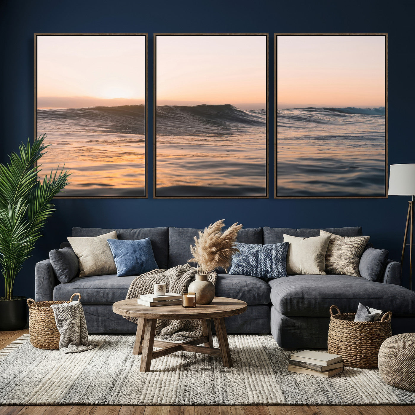 46299358-MGV-CV-36X24 - Golden Sunset Ocean Wall Art – Tranquil Waves & Peaceful Horizon Canvas Print, Soft Light and Evening Glow for Serene Beach, Home or Nature Decor