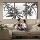 Edit-Images-Black and White Palm Tree Wall Art – Monochrome Tropical Canvas Print for Coastal or Minimalist Living Room Decor