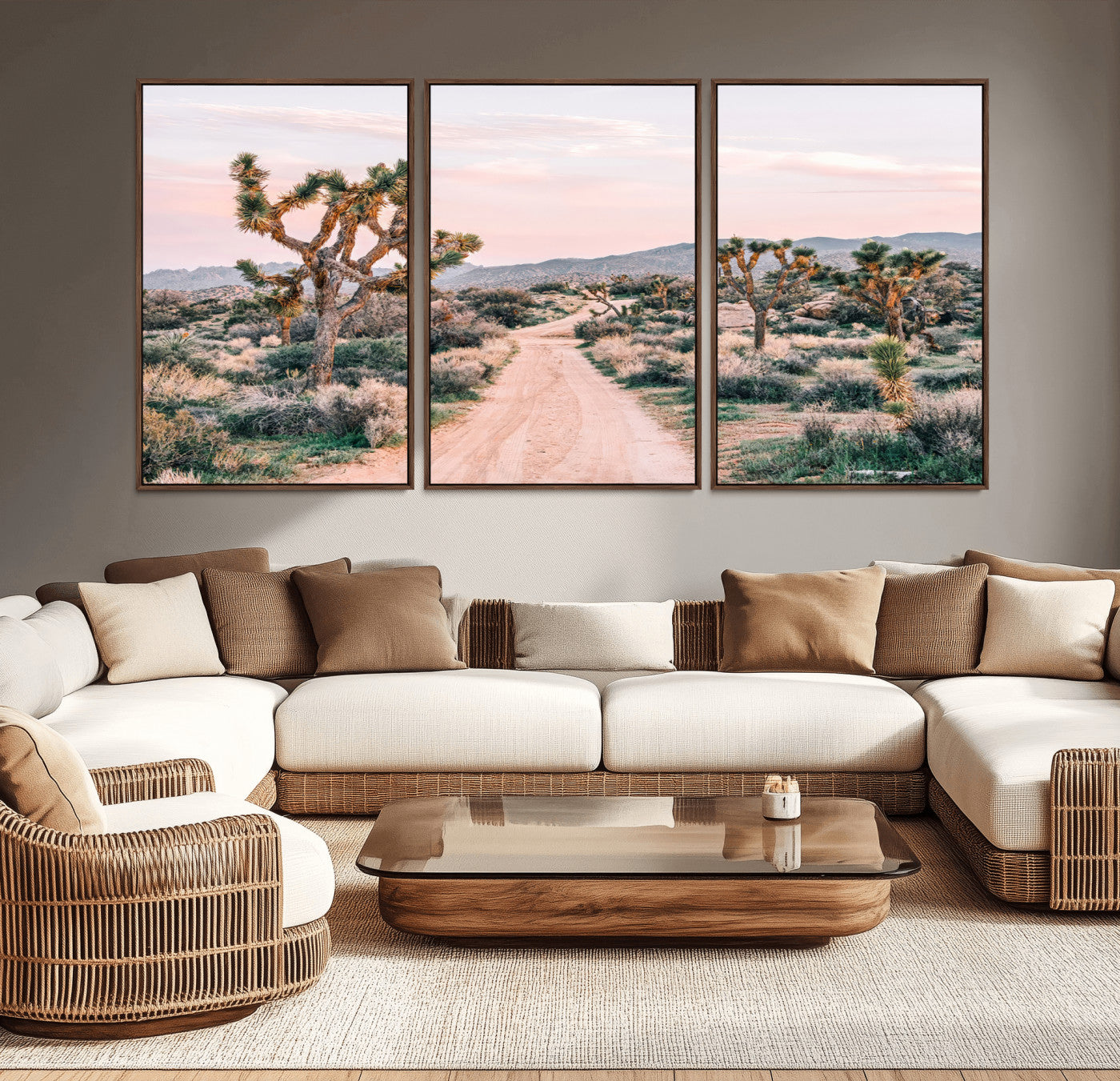 12540952-MGV-CV-36X24-Joshua Tree Wall Art Canvas Print – Framed Desert Road Scene with Sunset Artwork for Home, Office, Living Room