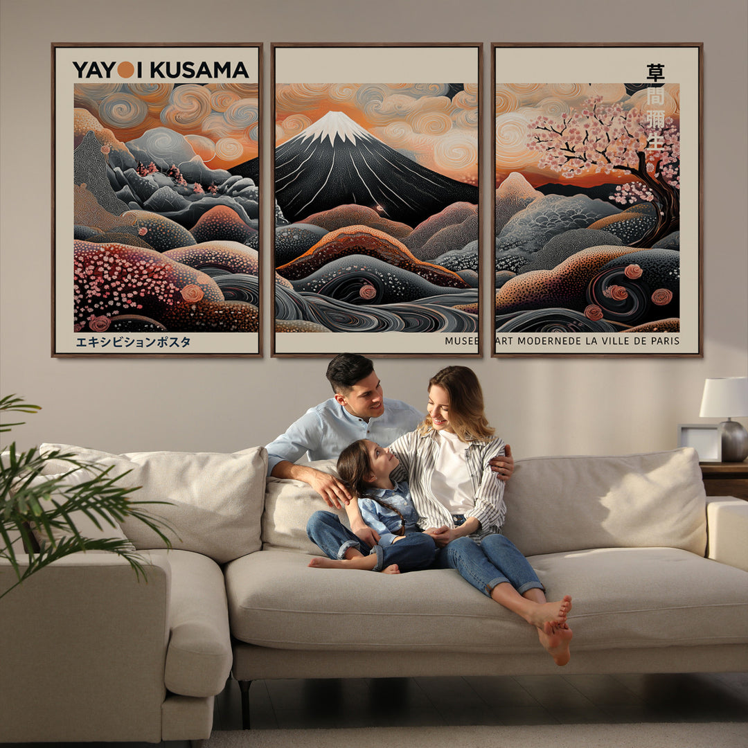 Modern Japanese Wall Art Print Yayoi Kusama Canvas Wall Art Abstract Mount Fuji Canvas Print Japanese Landscape Art Printing