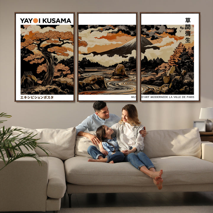 Modern Japanese Wall Art Print Yayoi Kusama Canvas Wall Art Abstract Mount Fuji Canvas Print Japanese Landscape Art Printing