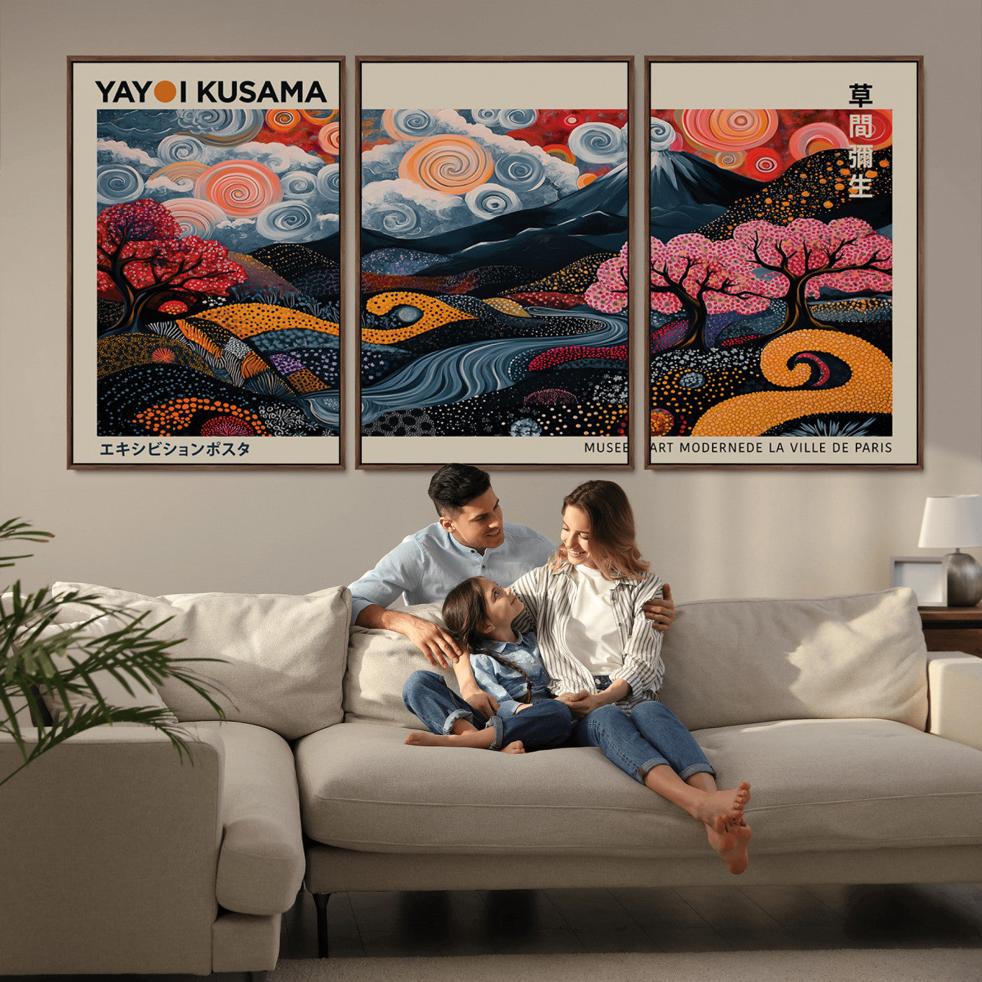 MGV-FC-60X30-3P - Modern Japanese Wall Art Print Yayoi Kusama Canvas