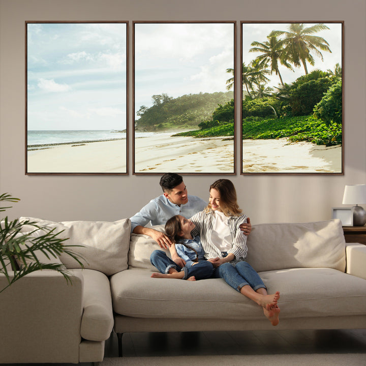 Relaxing Beach Wall Art Canvas Print, Framed Ocean View Art Picture Print, Coastal Serenity Perfect Tropical Coastal Decor Artwork