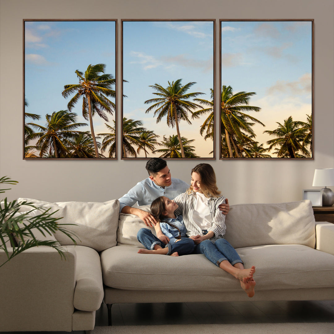 Palms Wall Art Canvas Print, Framed Tropical Art Picture Print, Coastal Perfect Coastal Decor Artwork