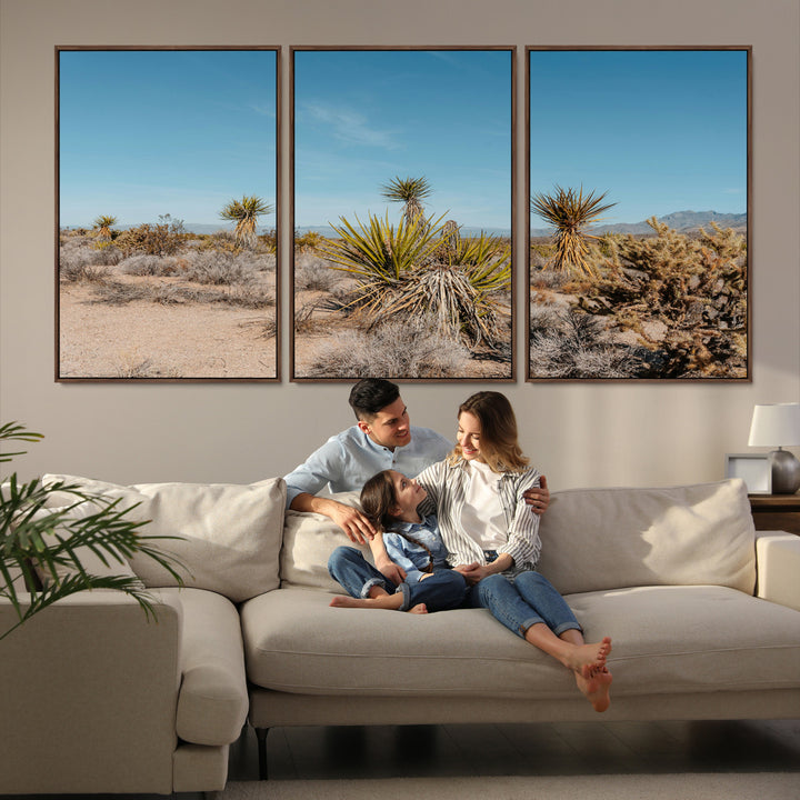 Joshua Tree Wall Art Canvas Print, Desert Landscape Print, Framed Warm Earth Tones Art Print, Large California Southwest Printing