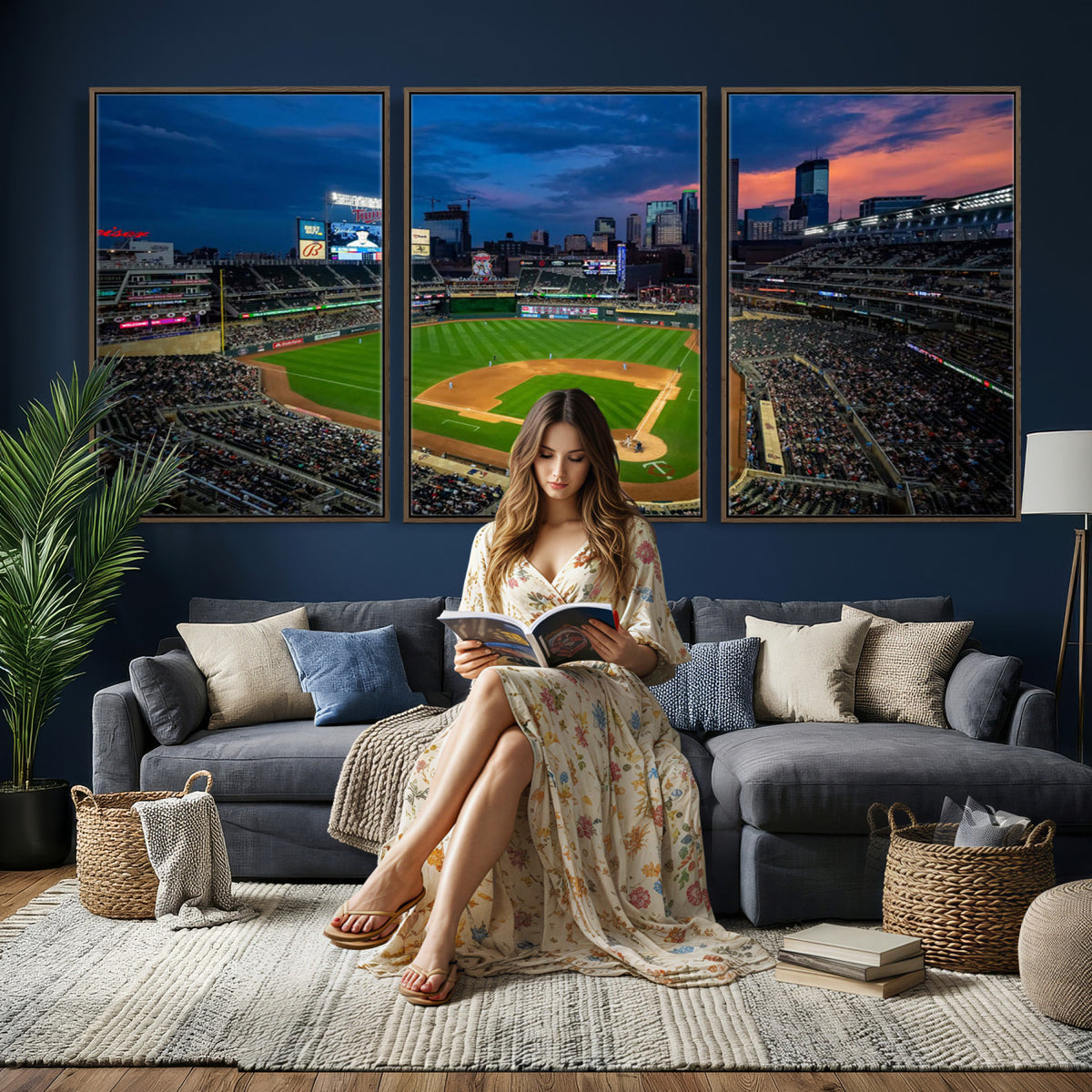 68222753-MGV-CV-36X24 - Target Field Wall Art Canvas Print, Baseball Stadium Scene