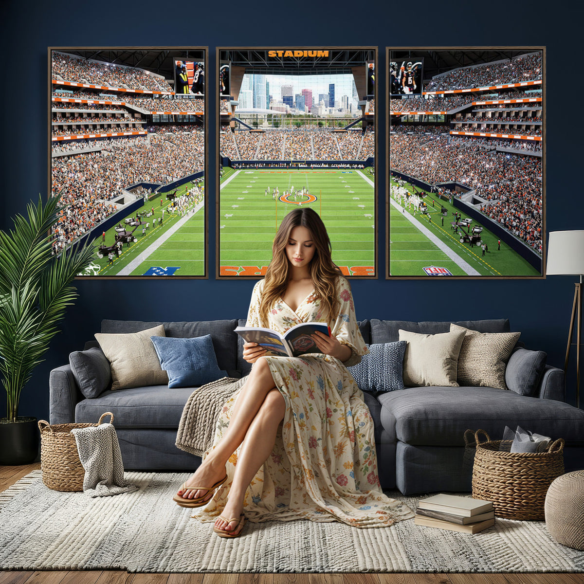 76935553-PAN-FL-20X10 - Chicago Bears Soldiers Field Wall Art Canvas Print, Home Office Wall Decor